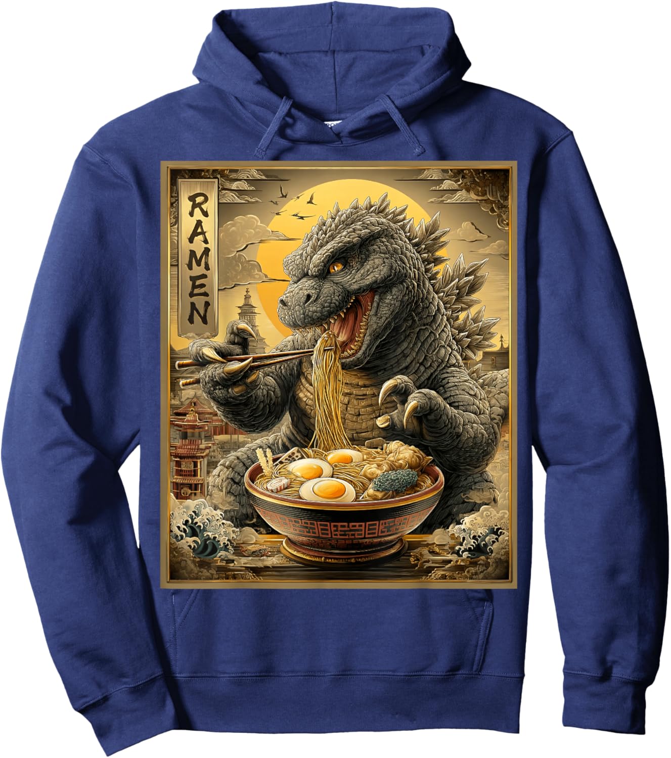 Funny Ramen Monster Anime Otaku Noodles Graphic Hoodie - Hoodie | Navy