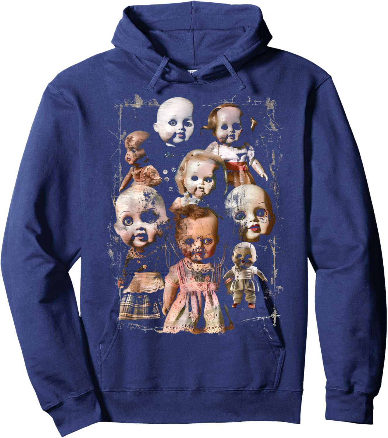 Creepy Dolls Haunted Possessed Horror Movie Goth Alt Scary Hoodie - Hoodie | Navy