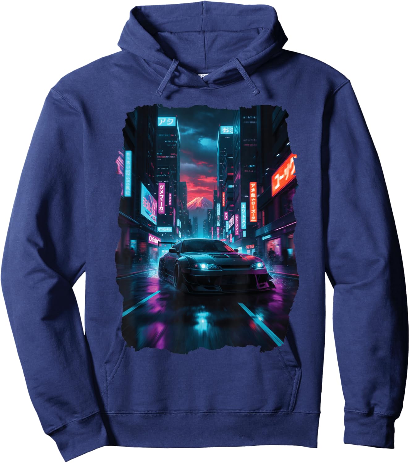 Cool Japanese car Drifting Graphic Art Hoodie - Hoodie | Navy