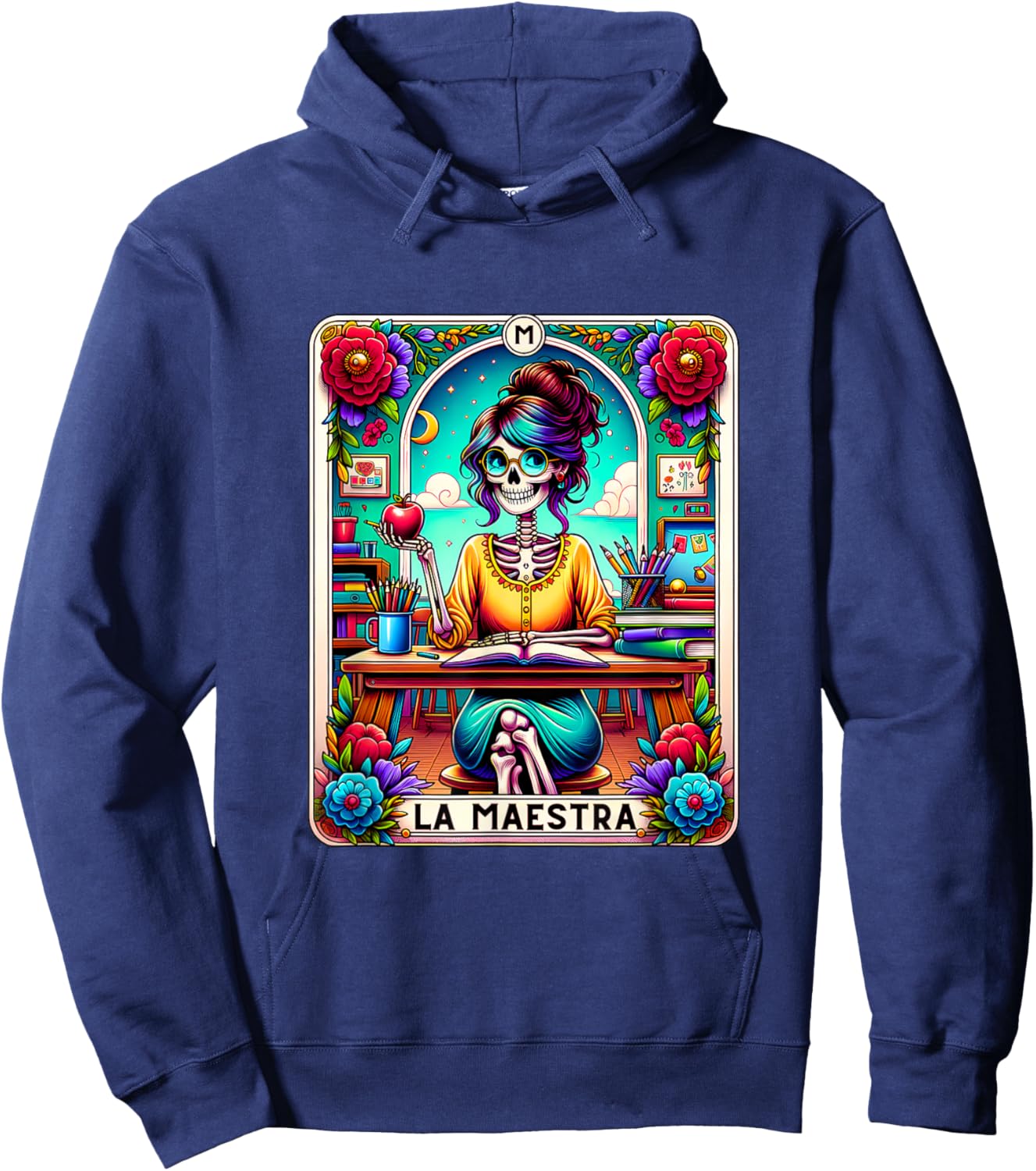 La Maestra Tarot Card Funny Spanish Teacher Mexican Latina Hoodie - Hoodie | Navy