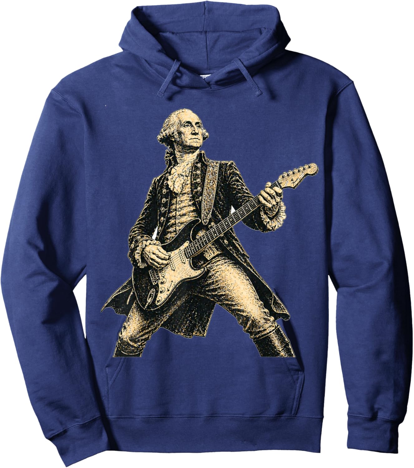 George Washington Playing Electric Guitar Fun Retro Rocker Hoodie - Hoodie | Navy