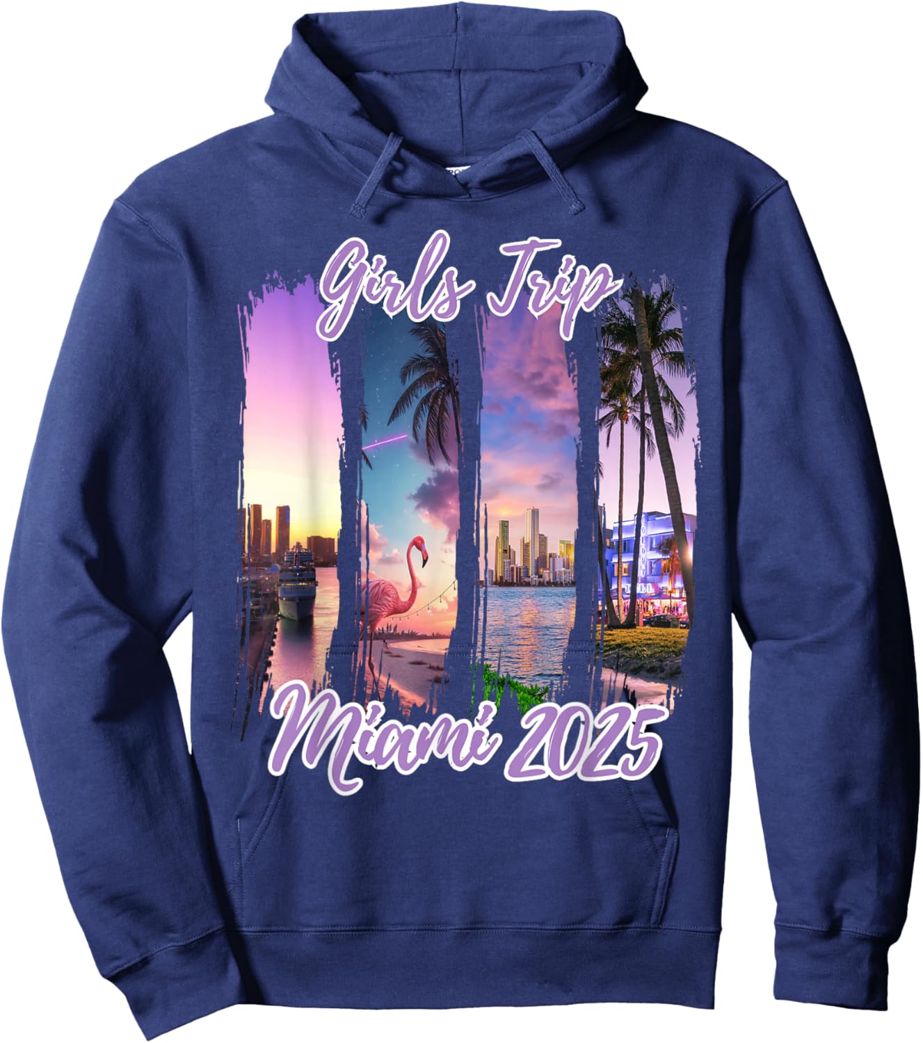 Miami Girls Trip 2025 Miami Summer Vacation Travel Hoodie - Hoodie | Navy