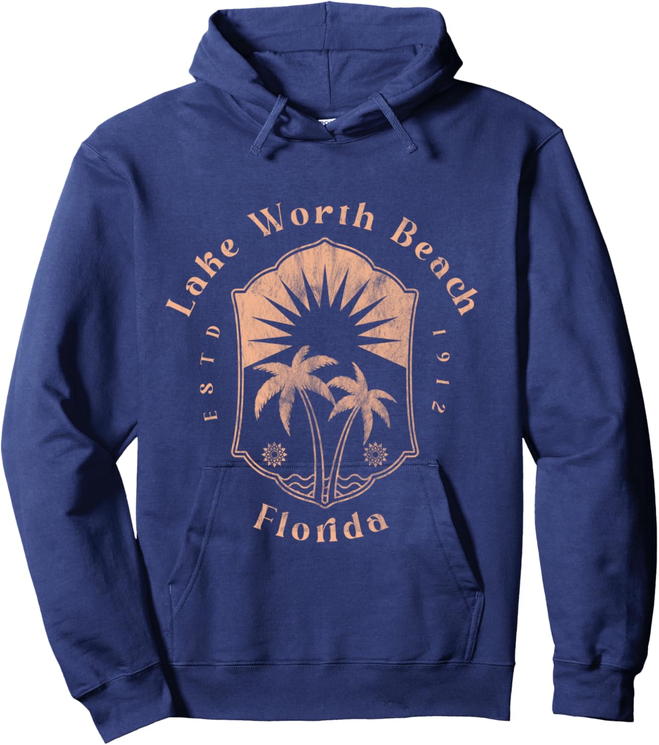 Lake Worth Beach Florida Retro Surfer Vintage Beach Hoodie - Hoodie | Navy