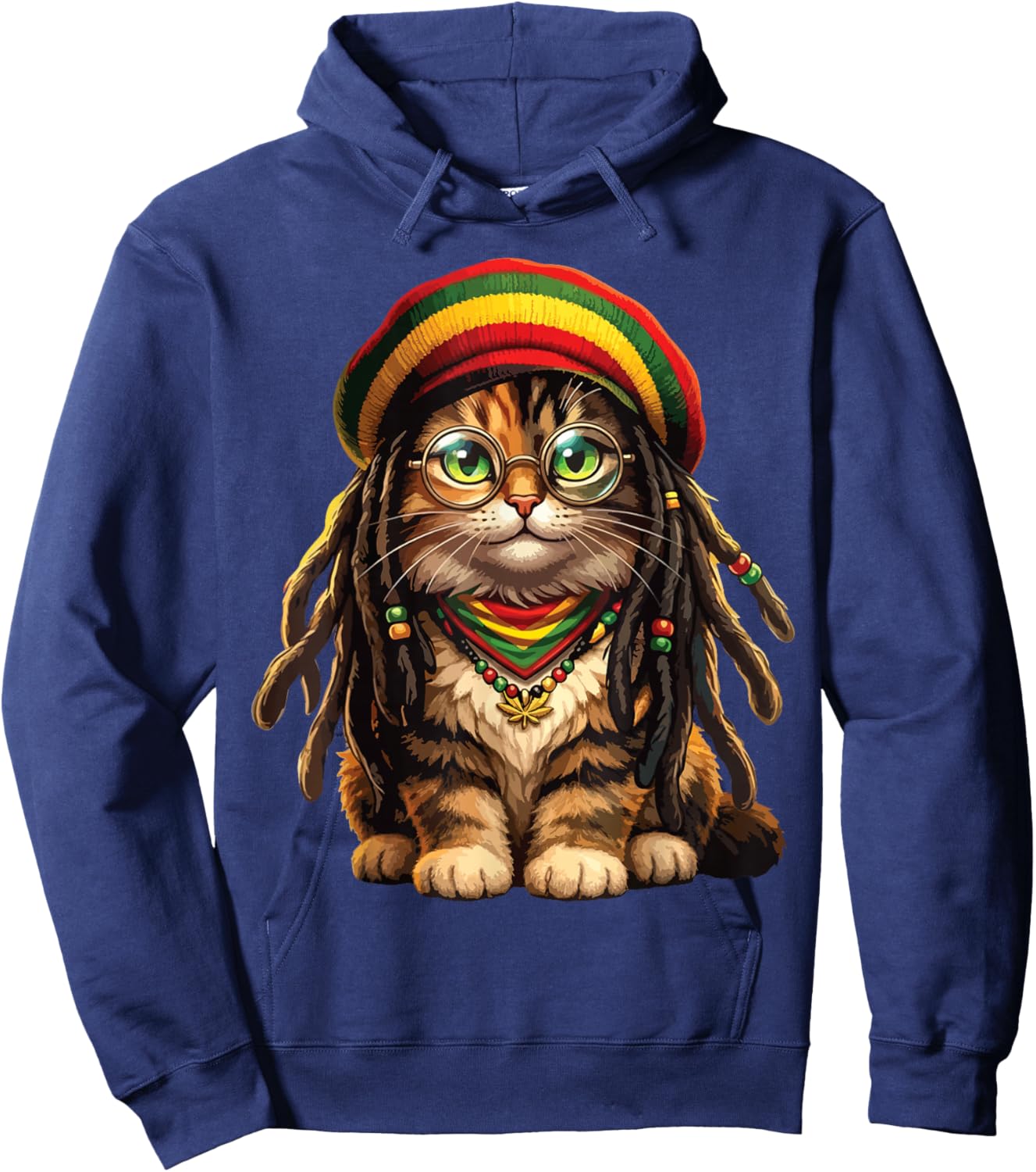 Jamaican Cat Reggae Rasta Cat Rastafari Jamaica Flag Hoodie - Hoodie | Navy