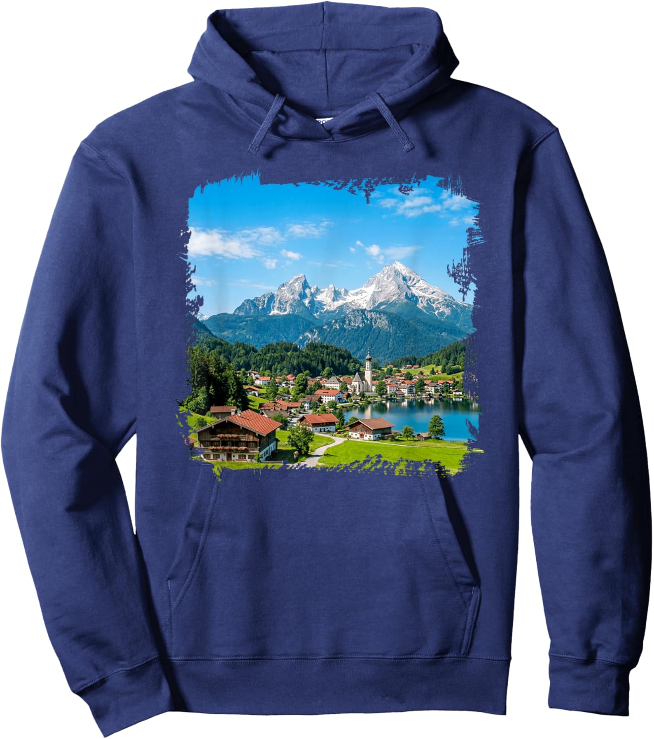 Alpes bavaroises Montagne Village Lac Paysage pittoresque Hoodie - Hoodie | Navy
