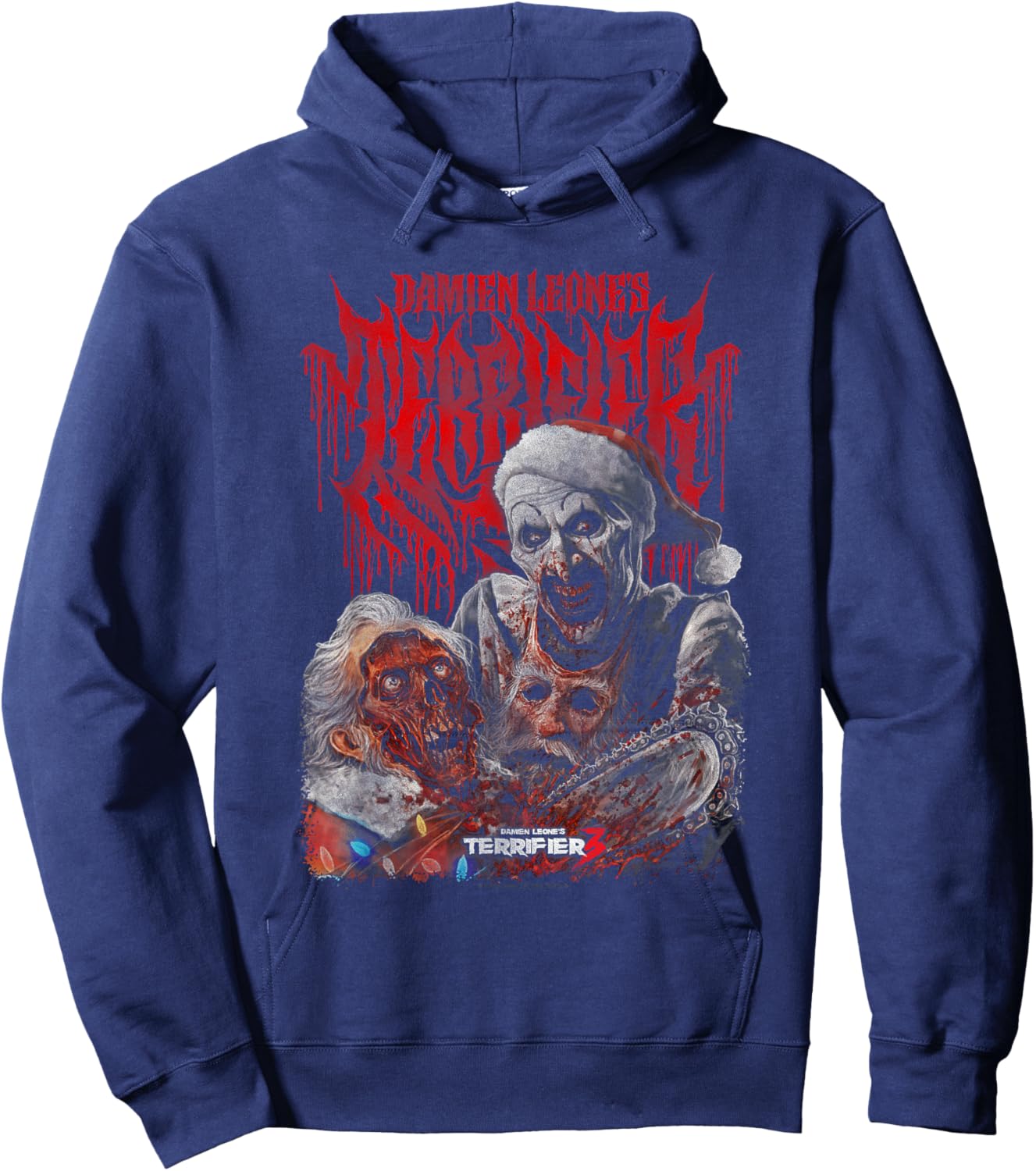 Terrifier 3 Bloody Art the Clown Chainsaw Christmas Horror Hoodie - Hoodie | Navy