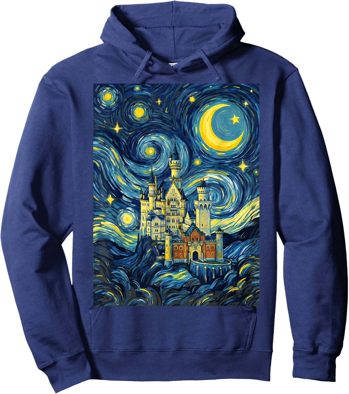 Château de Neuschwanstein Nuit étoilée Histoire de l'art Cadeau Hoodie - Hoodie | Navy