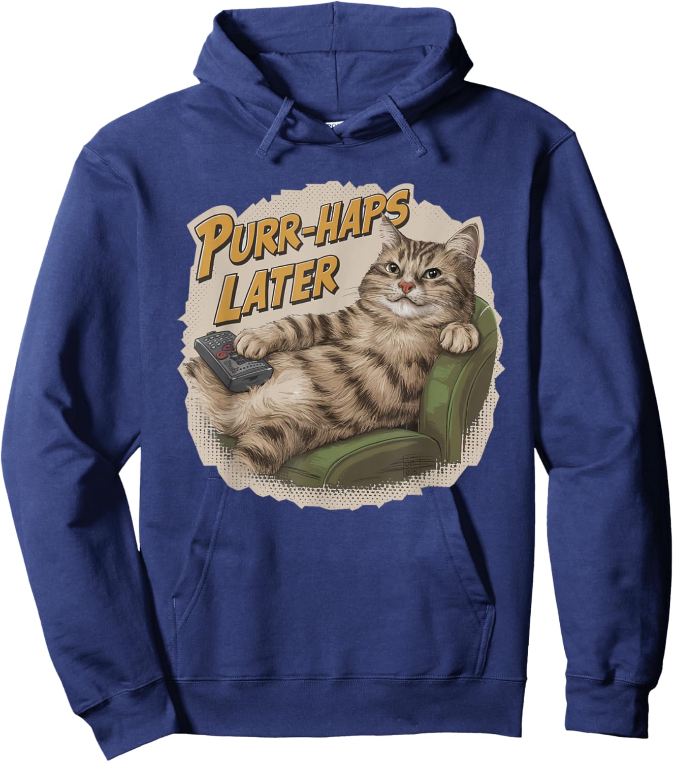 Purr-Haps Later Funny Cat Lover Pun Relaxing Lazy Cat Women Kids Hoodie - Hoodie | Navy