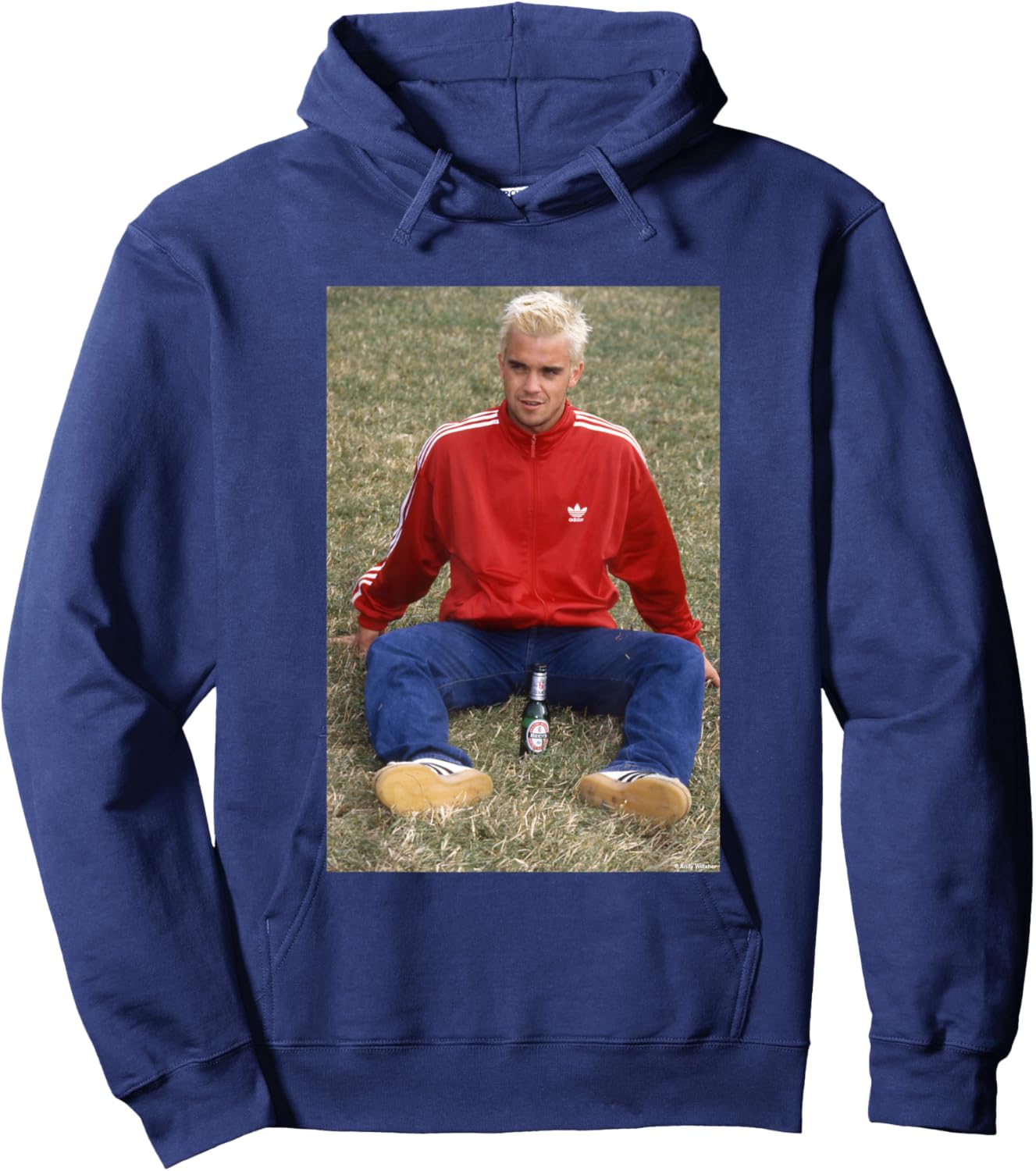 Robbie Williams of Take That in 1995 by Andy Willsher Hoodie - Hoodie | Navy