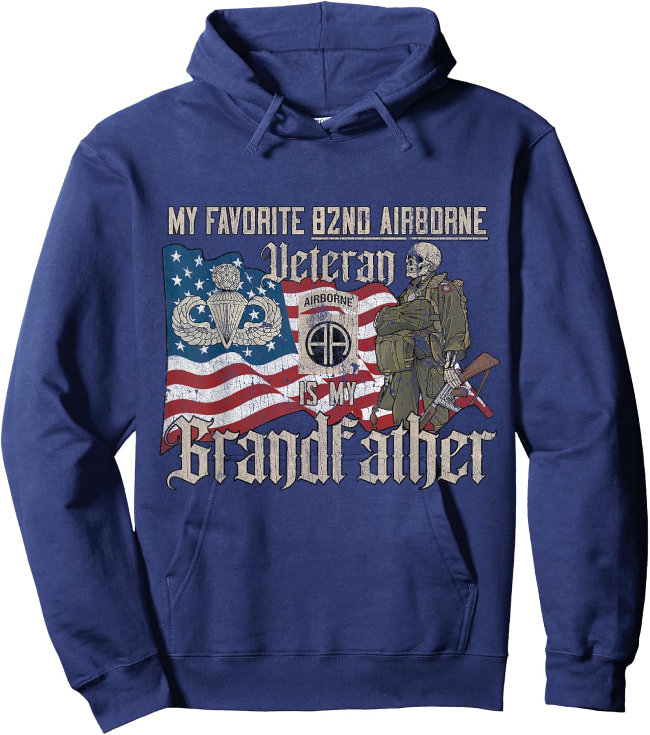 Proud 82nd Airborne Division Veteran Is My Grandfather Hoodie - Hoodie | Navy