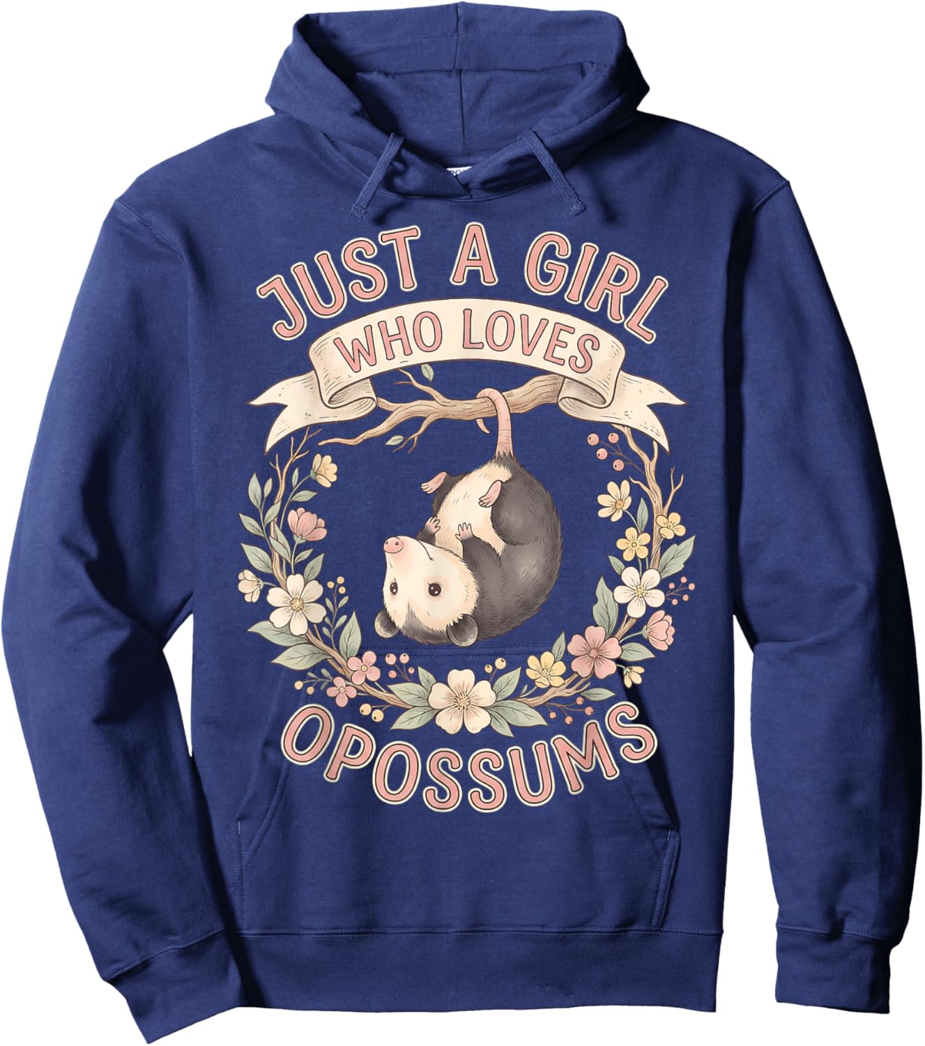 Possums Just a Girl Who Loves Opossums Floral Nature Lover Hoodie - Hoodie | Navy