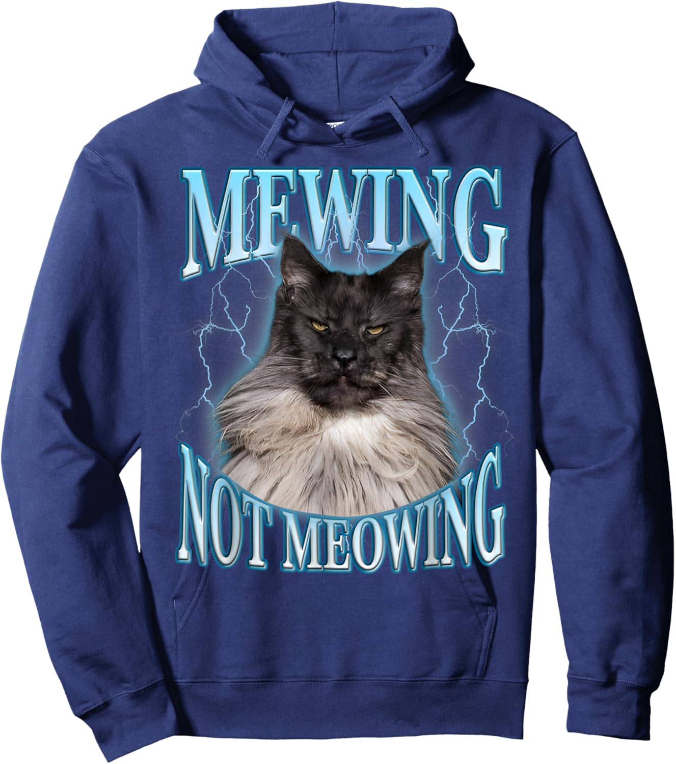 Mewing Not Meowing LooksMax Shirt Cat Alpha Meme Hoodie - Hoodie | Navy