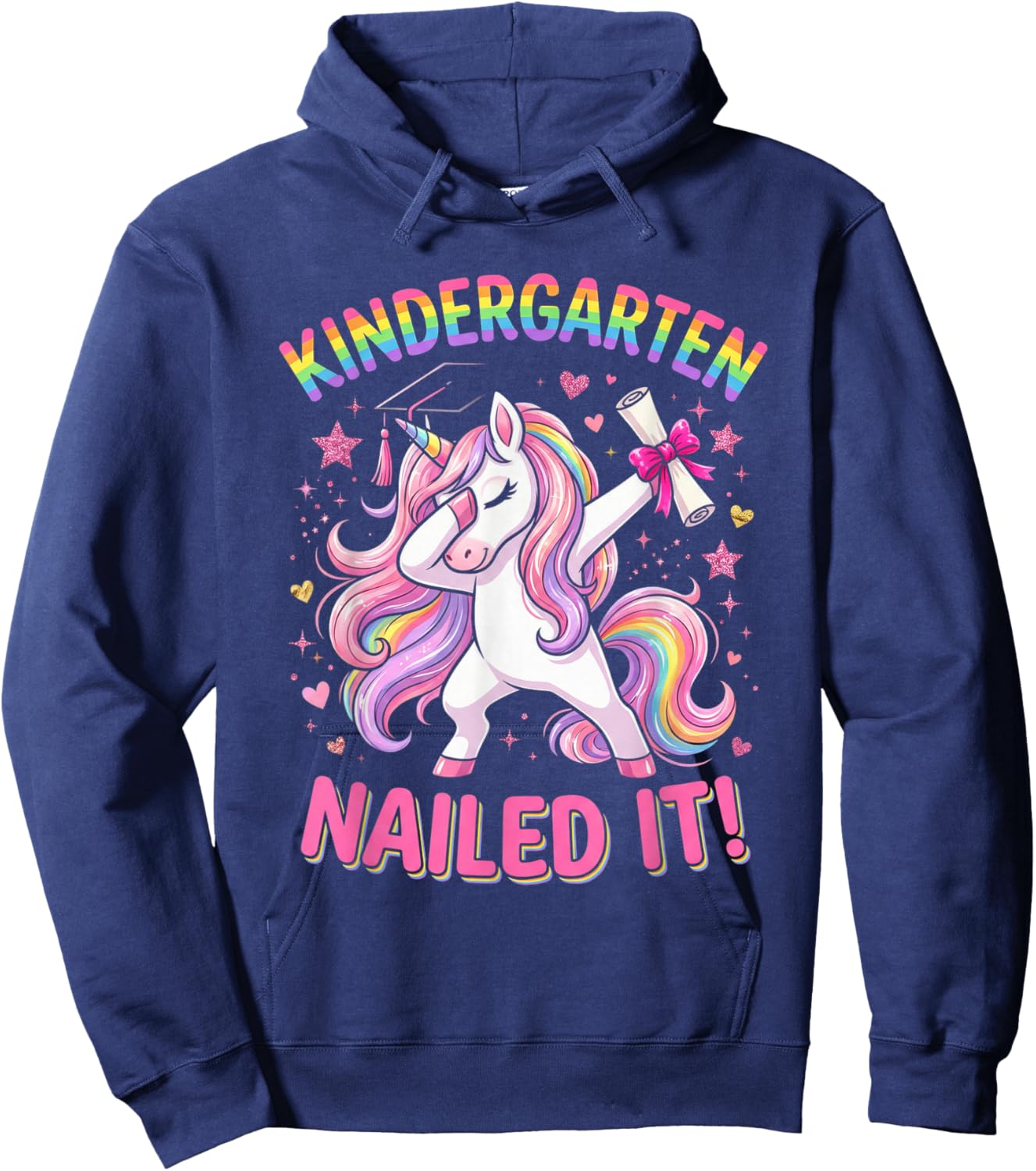 Dabbing Kindergarten Unicorn Graduation Class Nailed It Hoodie - Hoodie | Navy