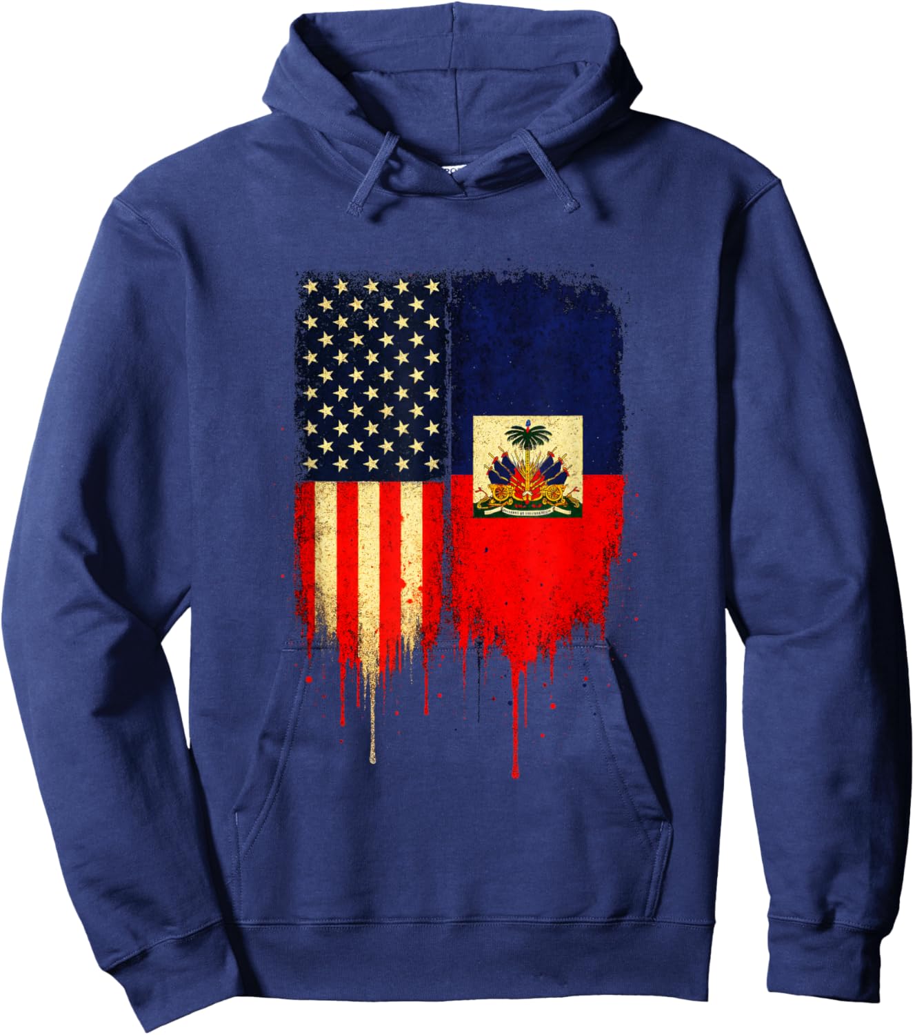 Haitian American Flag - Roots Half Haiti Hoodie - Hoodie | Navy