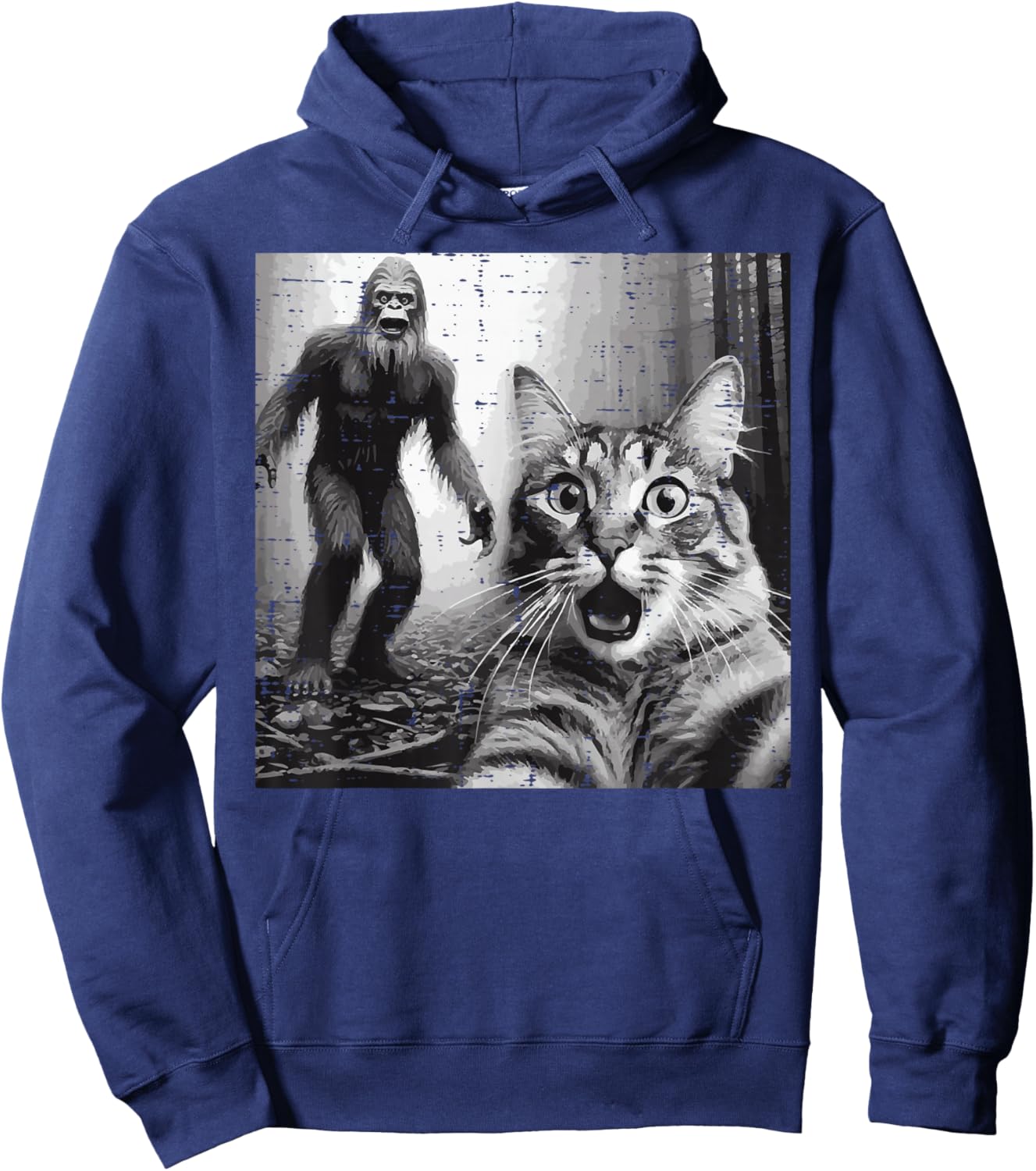 Bigfoot Sasquatch Cat Selfie Funny Saying Men Women Kids Hoodie - Hoodie | Navy