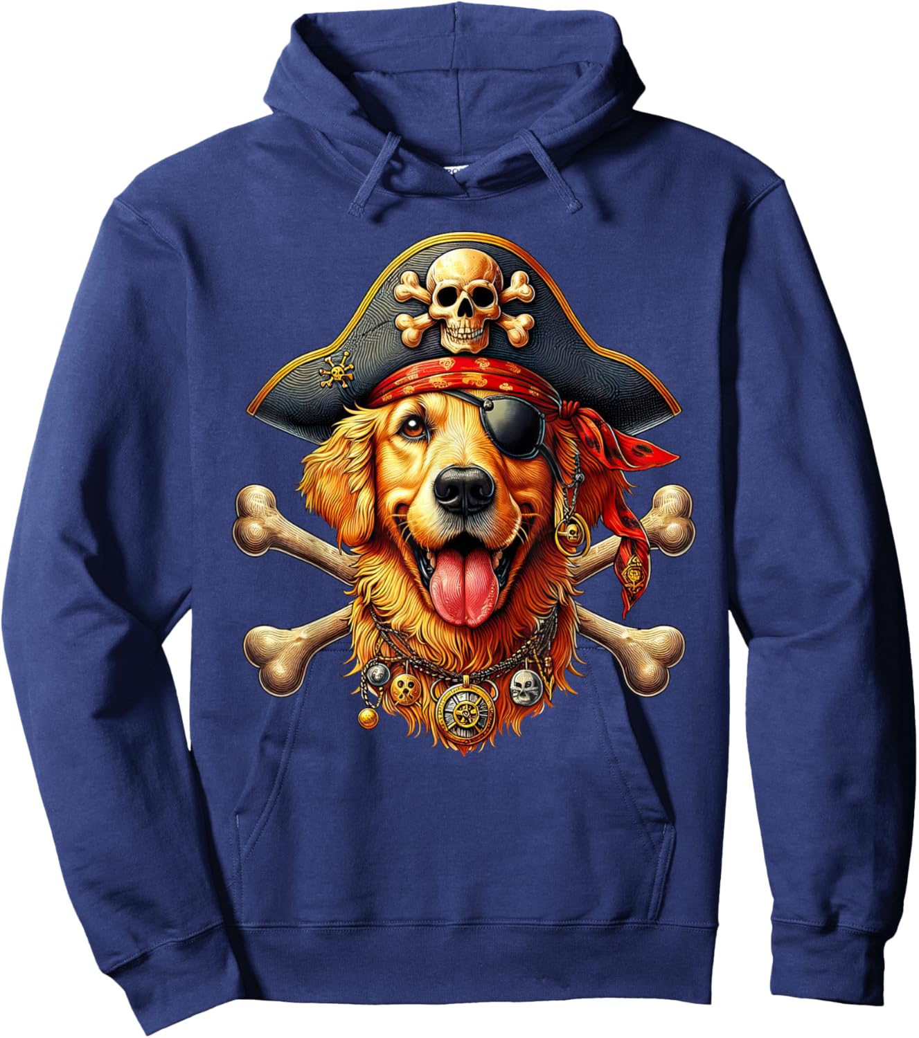 Golden Retriever Pirate Crossbones Halloween Kid Hoodie - Hoodie | Navy