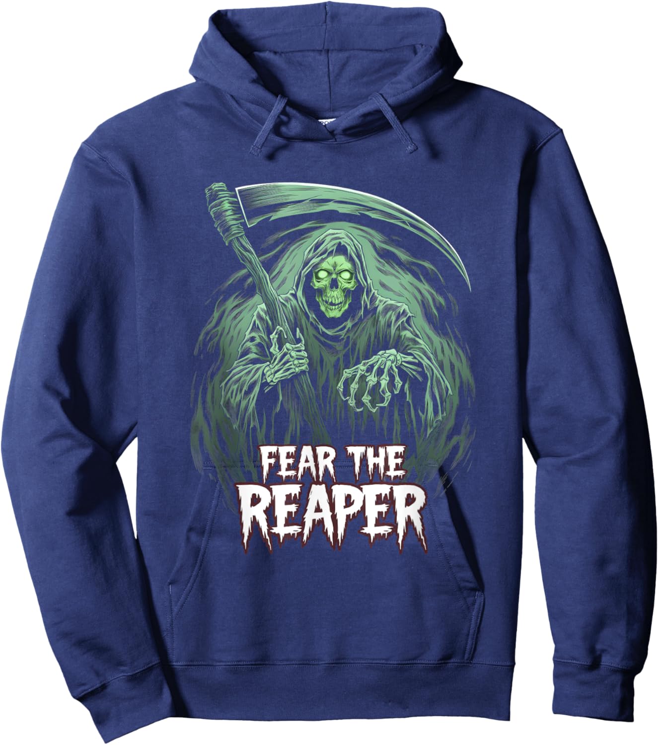 Grim Reaper Fear the Reaper Swirling Fog Art Horror Fans Hoodie - Hoodie | Navy