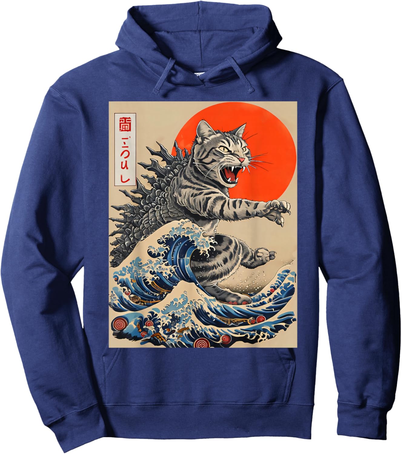 Catzilla Cat Japanese Art Funny Cat Gifts Women Kid Hoodie - Hoodie | Navy