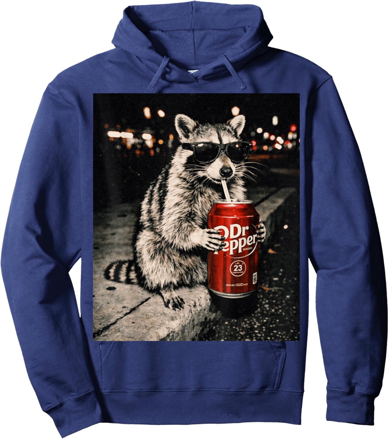 Cool Raccoon Drinking Funny Animal Lover Hoodie - Hoodie | Navy