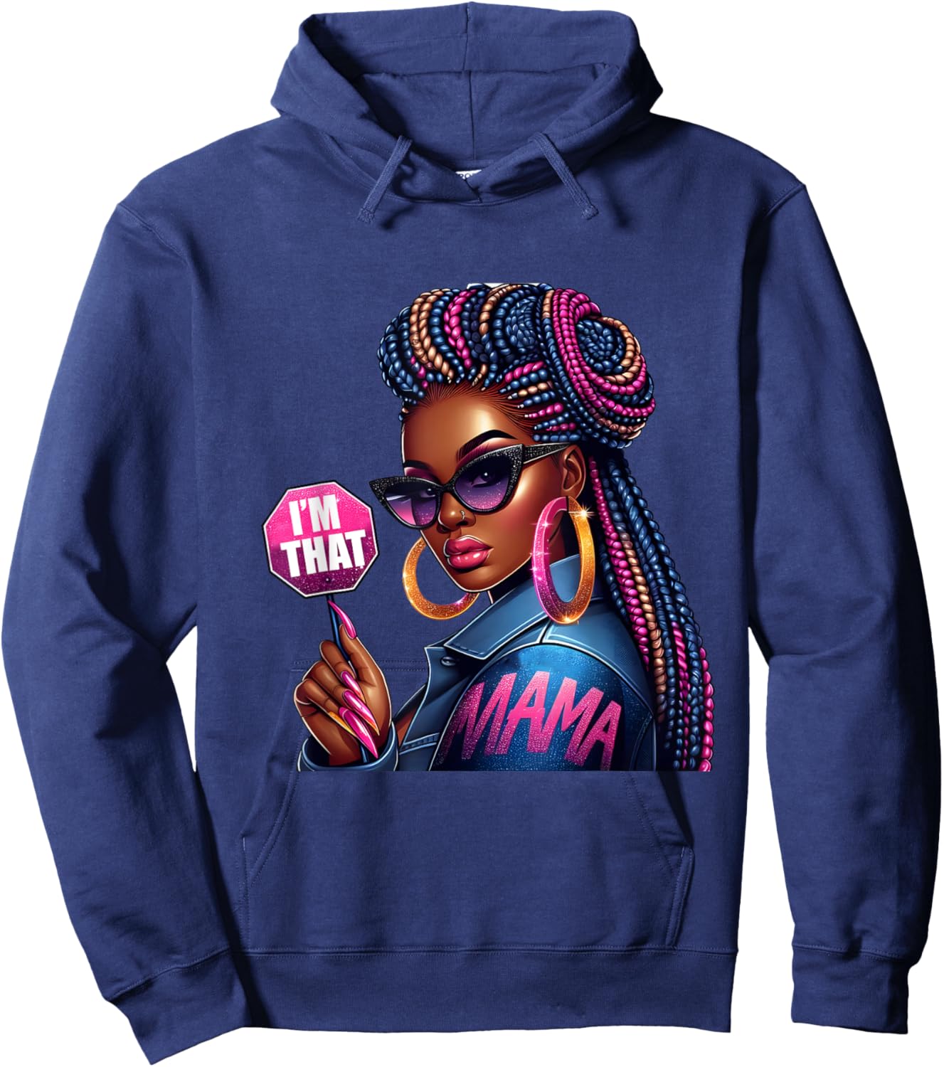 American Melanin I'm That Mama Afro Queen African Hoodie - Hoodie | Navy