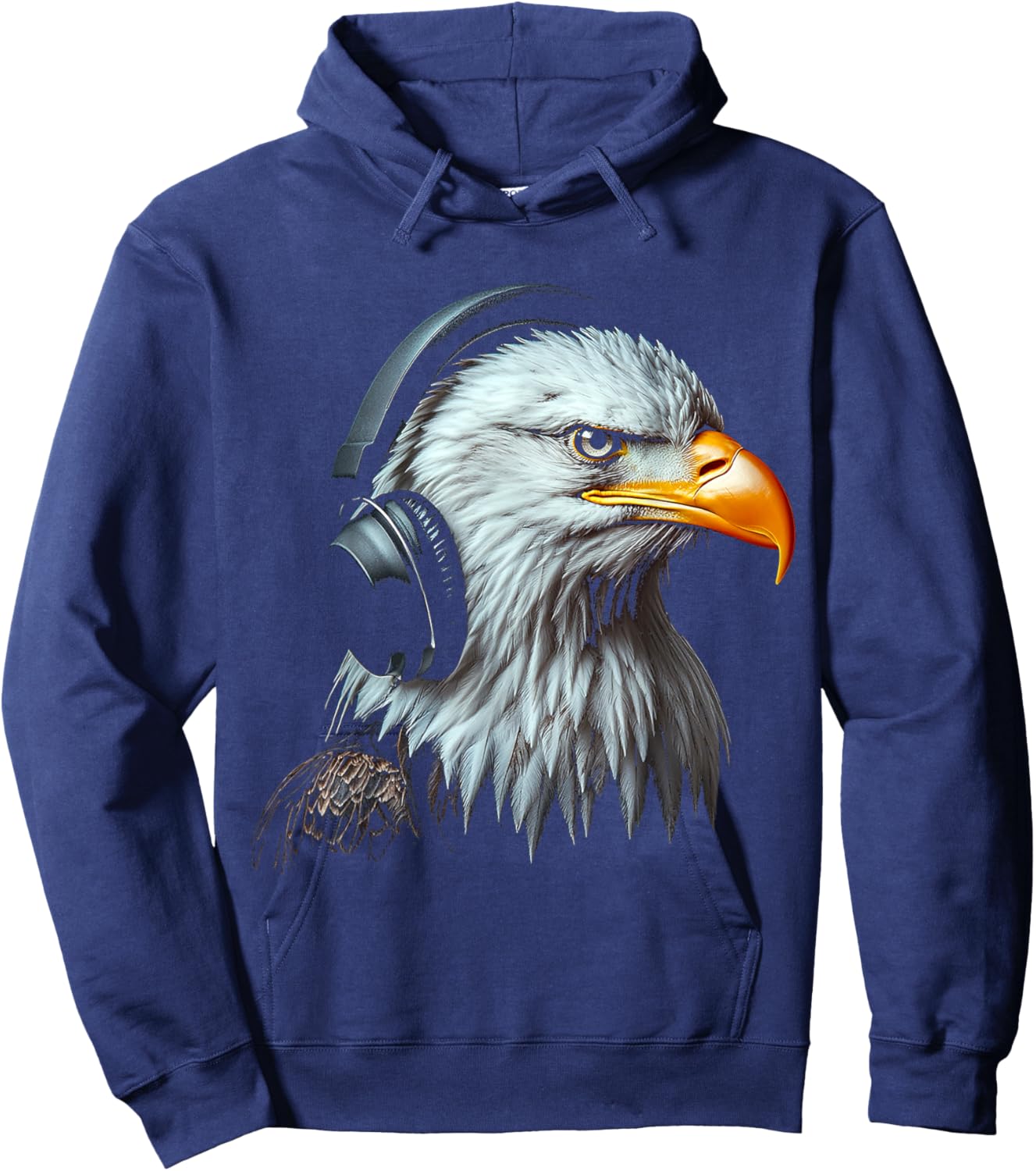 Eagle Bird Motif Animal Artwork Music Headphone Eagle Hoodie - Hoodie | Navy