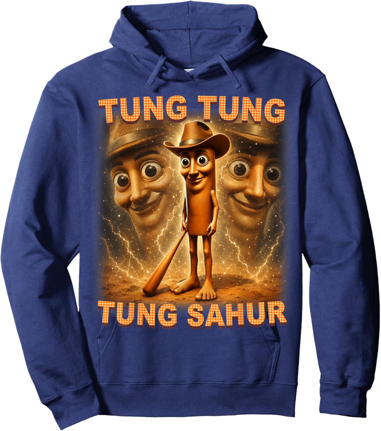 Tung Tung Tung Sahur Cowboy Funny Meme Hoodie - Hoodie | Navy