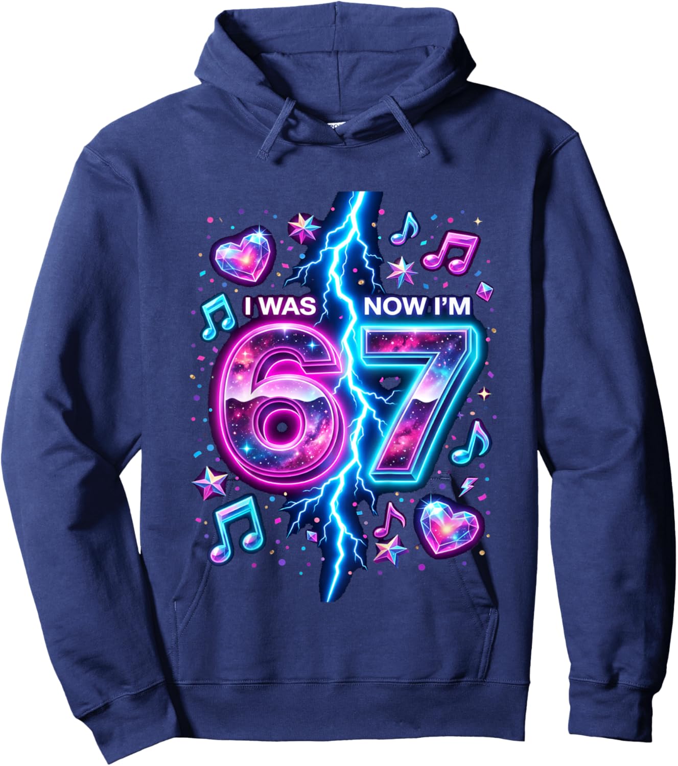 I was 6 Now Im 7 Year Old 7th Birthday Bootleg 6 7 Birthday Hoodie - Hoodie | Navy