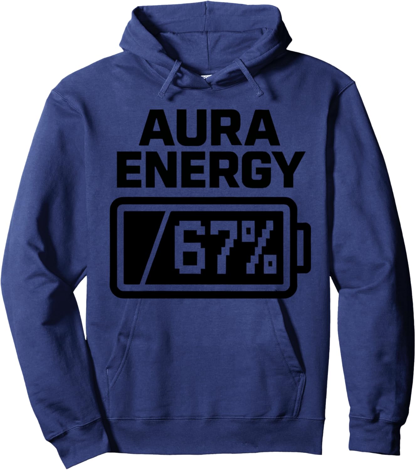 Aura Energy 67 Percent Gen Alpha Retro Meme Hoodie - Hoodie | Navy