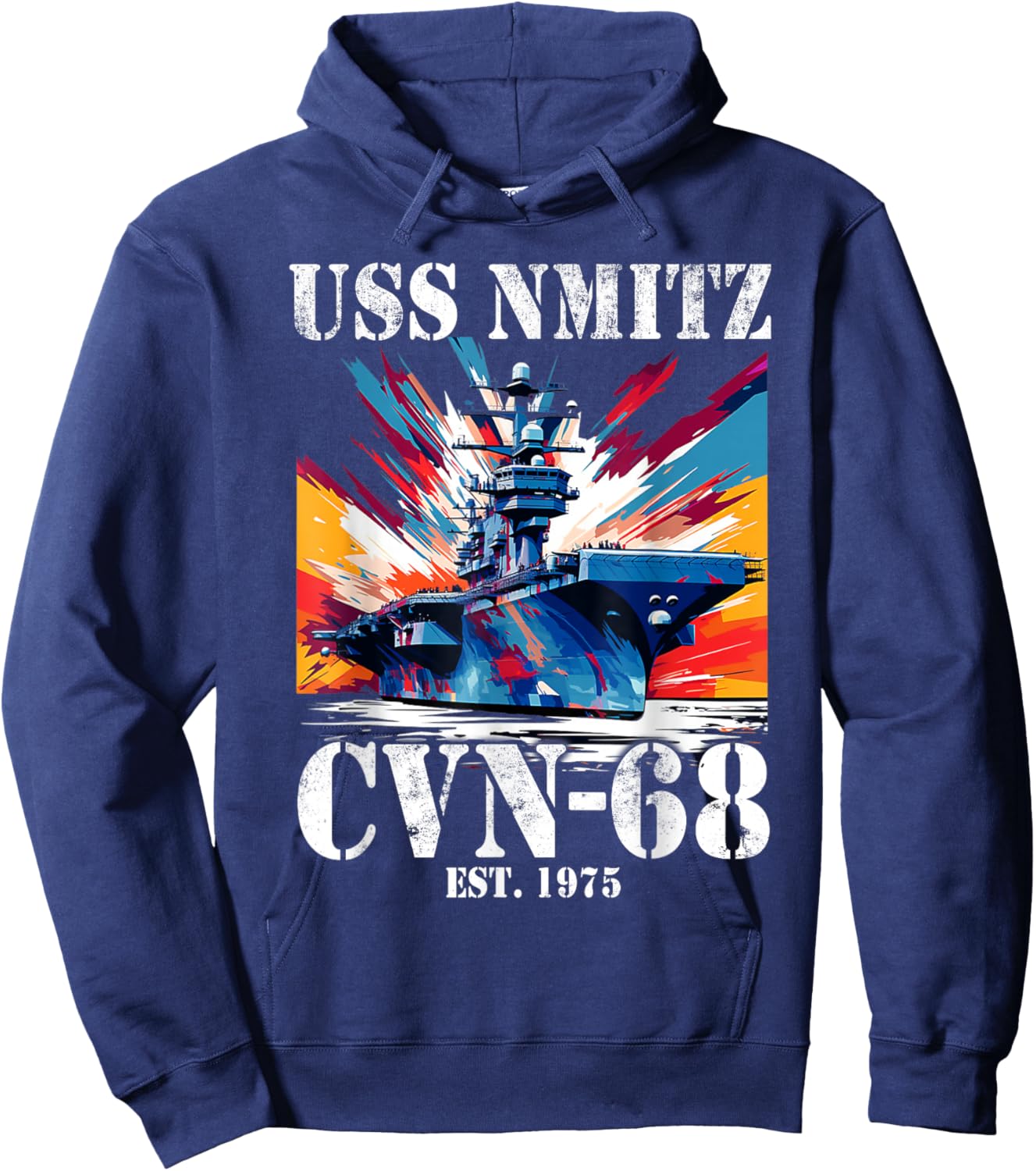 Flag Veterans Day USS Nimitz CVN-68 Aircraft Carrier Veteran Hoodie - Hoodie | Navy