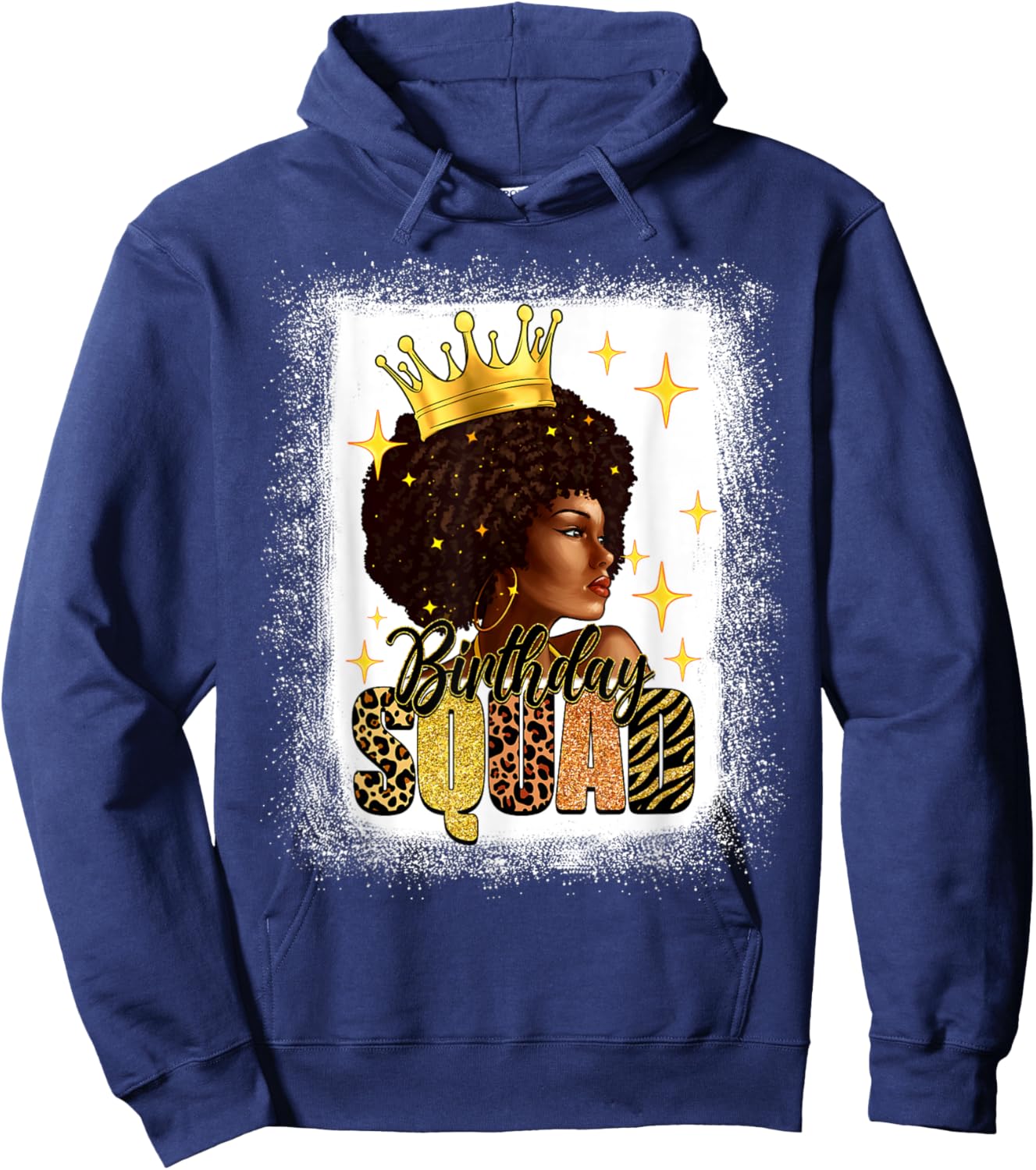 Afro Melanin Woman Bleached African American Birthday Squad Hoodie - Hoodie | Navy