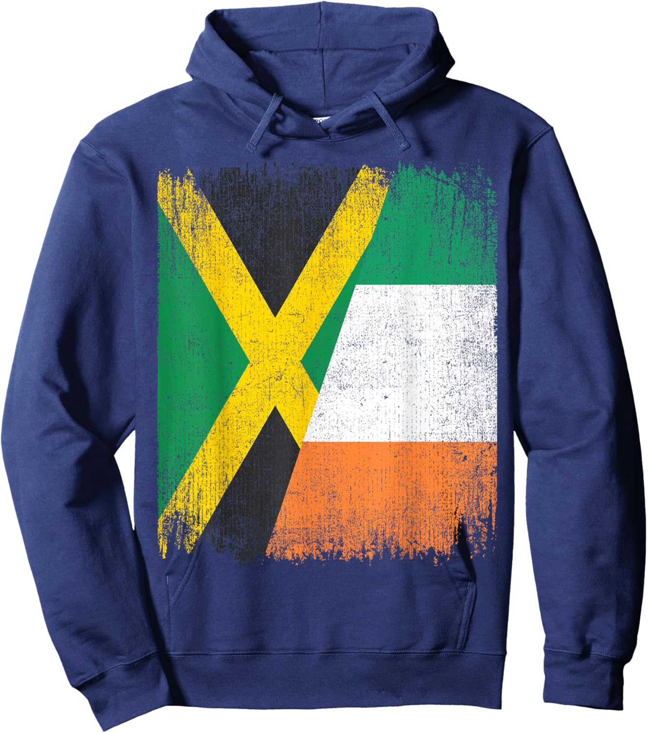 Half Jamaica Ireland Flag Jamaican Irish Pride Roots Hoodie - Hoodie | Navy