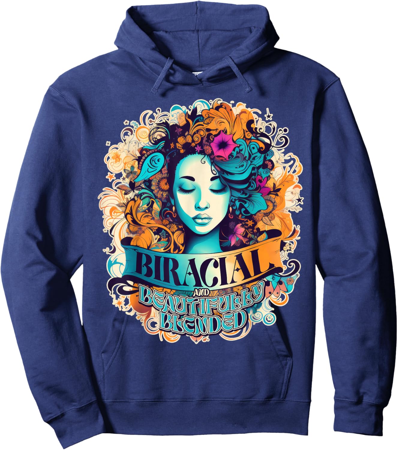 Biracial Beautifully Blended Women Girls Multicultural Proud Hoodie - Hoodie | Navy