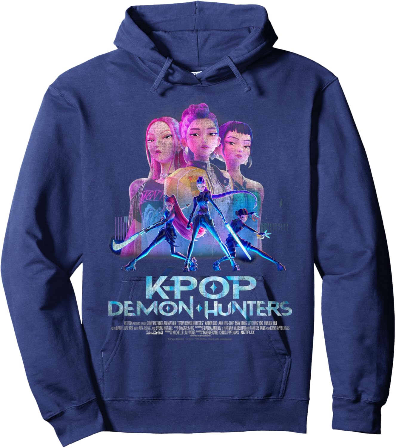 KPop Demon Hunters Huntrix Billboard Officially Licensed Hoodie - Hoodie | Navy