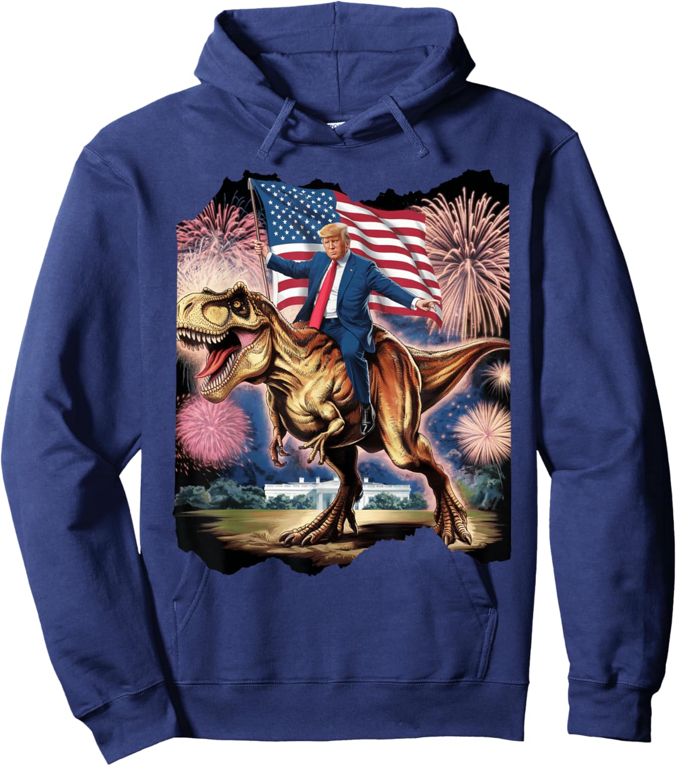 Donald Trump T Rex Dinosaur White House US America President Hoodie - Hoodie | Navy