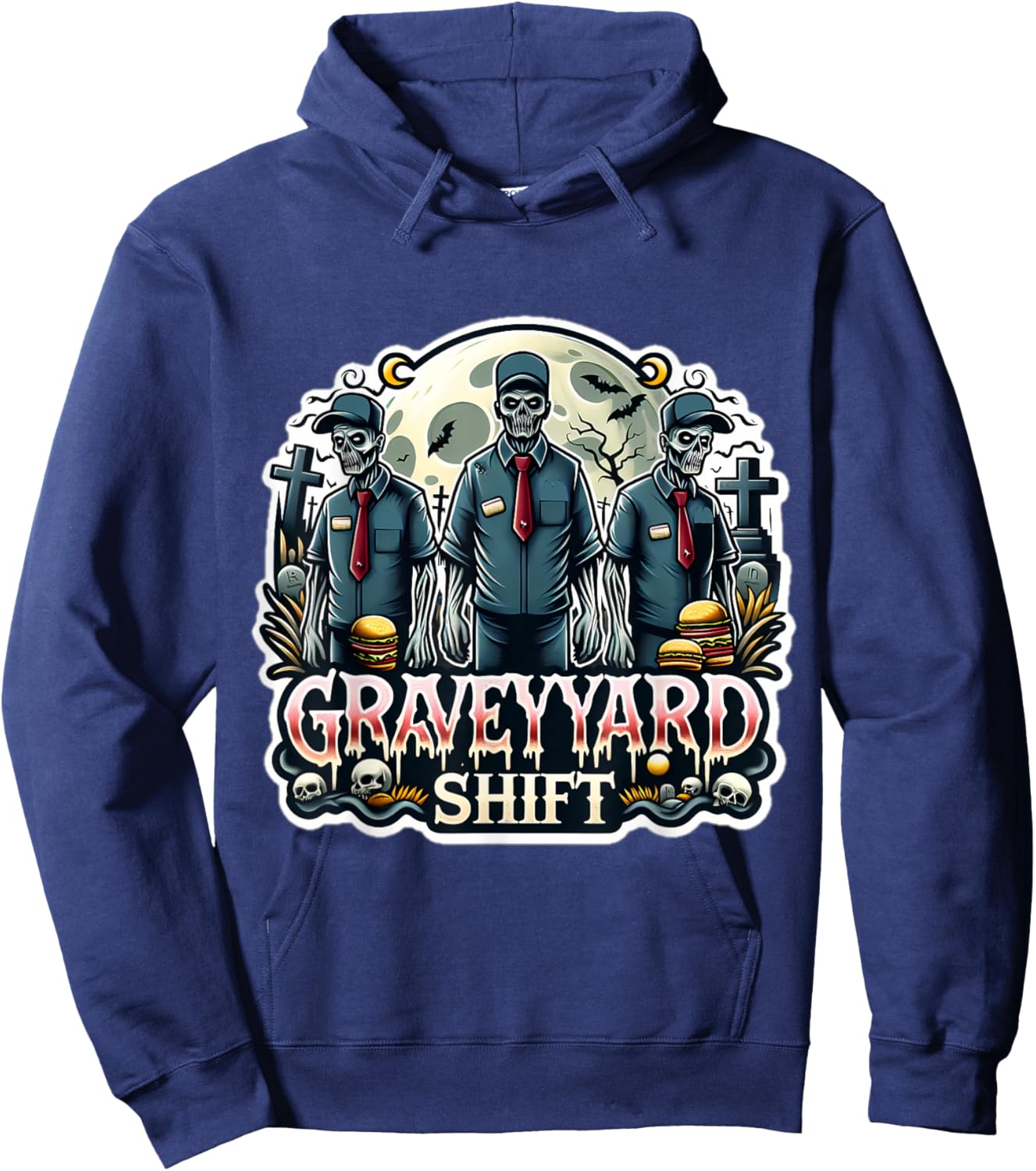Grave yard Shift Zombie Costume Funny 2024 Halloween Hoodie - Hoodie | Navy