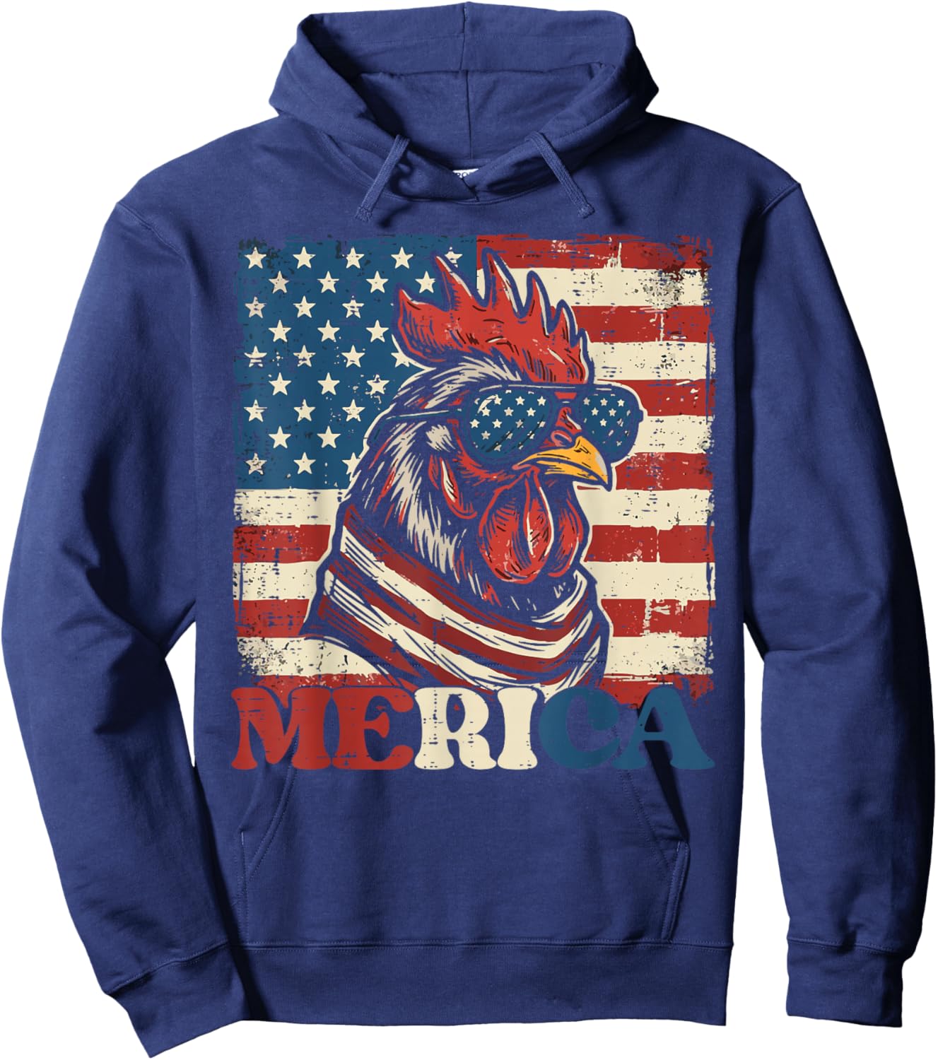 4th of July Chicken US Flag Merica Patriotic Men Women Kids Hoodie - Hoodie | Navy
