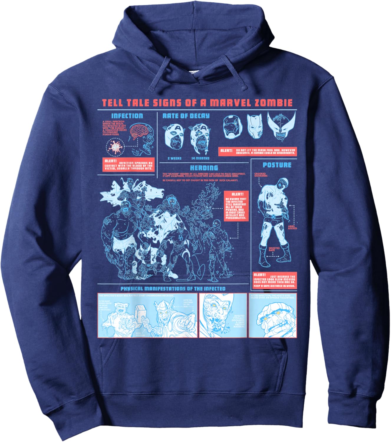 Marvel Tell Tale Signs of a Marvel Zombie Avengers & X-Men Hoodie - Hoodie | Navy