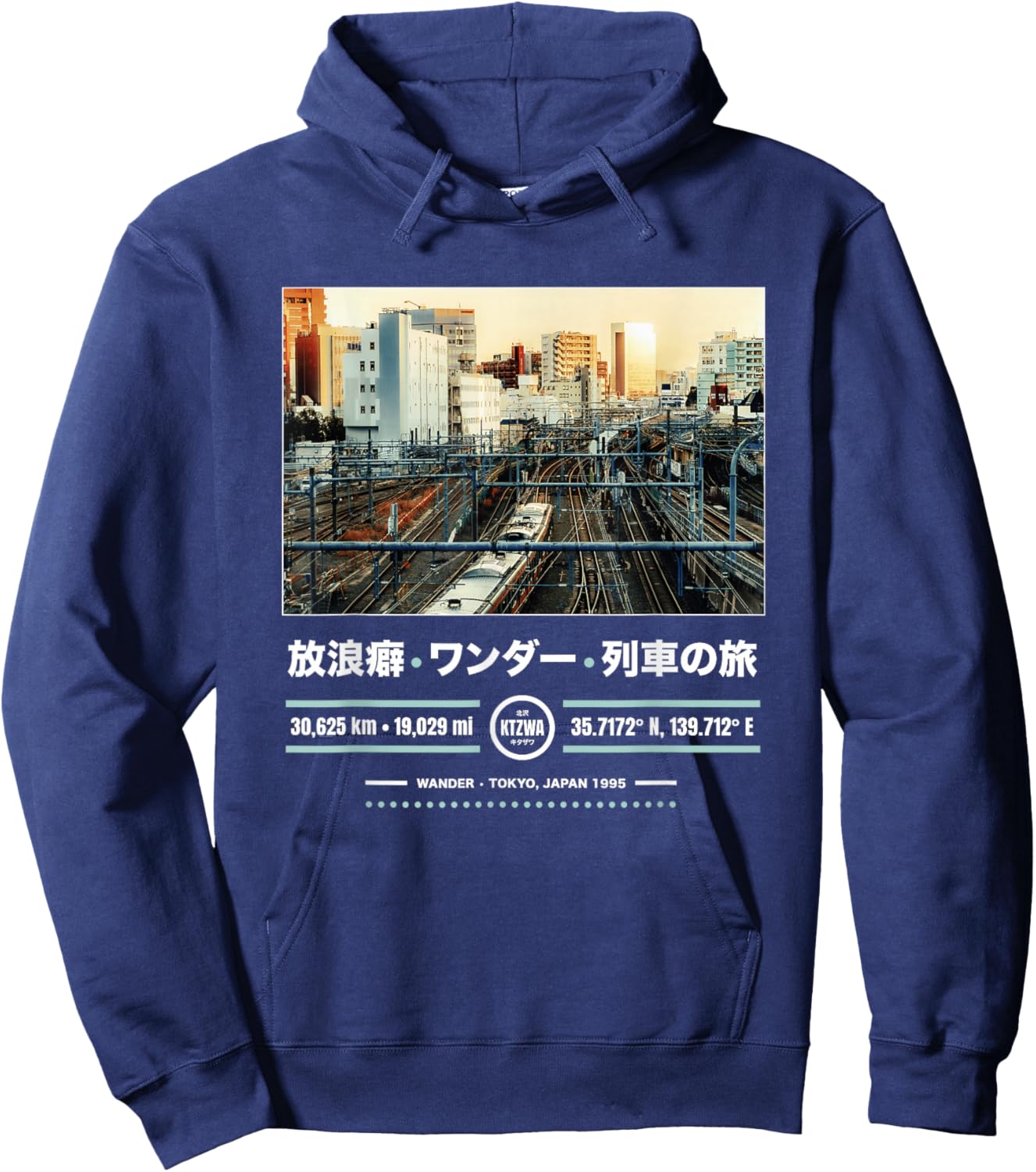 Japanese Tokyo Aesthetic Art Streetwear Retro Hoodie - Hoodie | Navy