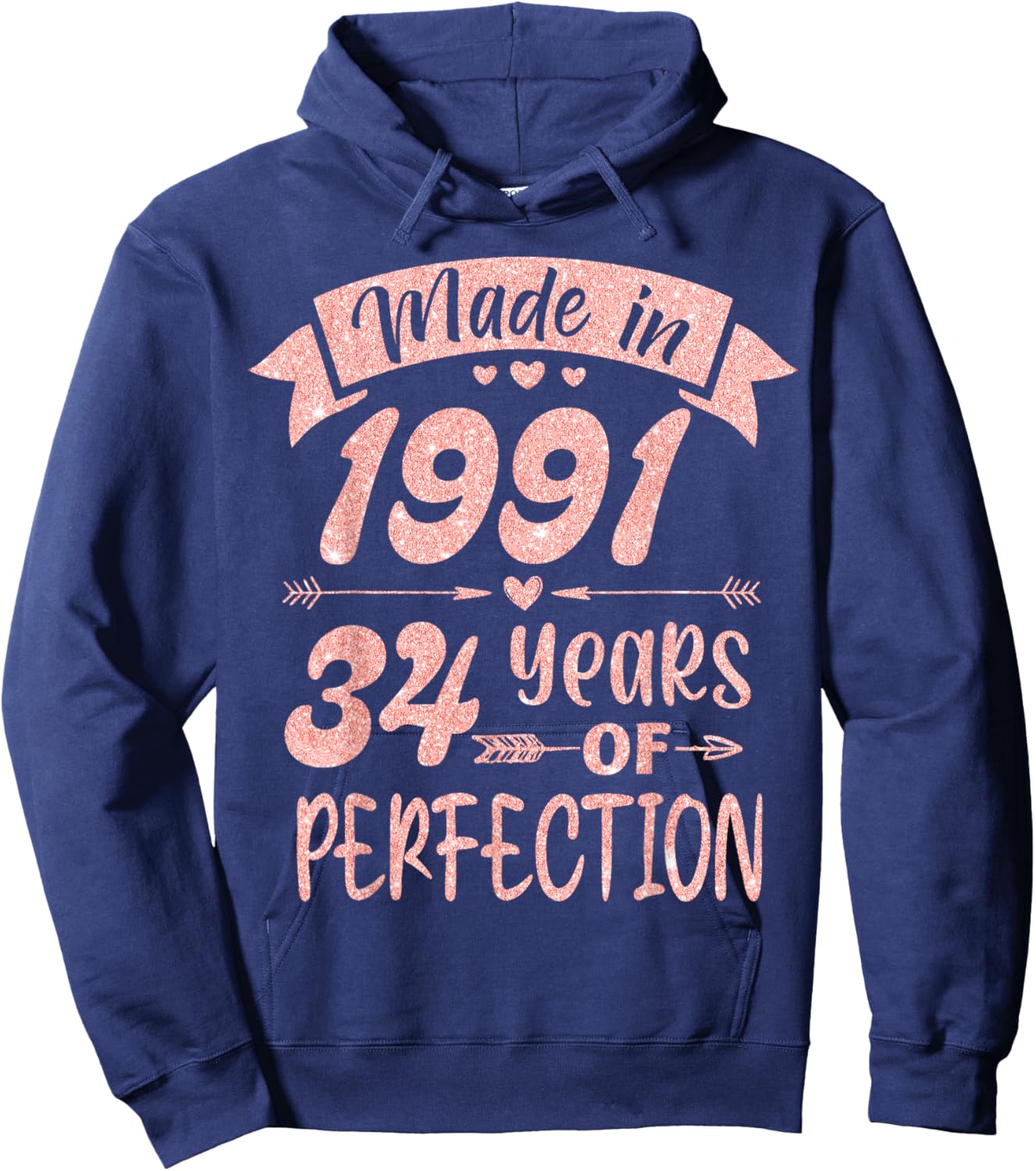 Made in 1991 34 Years Of Perfection Girl Women Birthday Hoodie - Hoodie | Navy