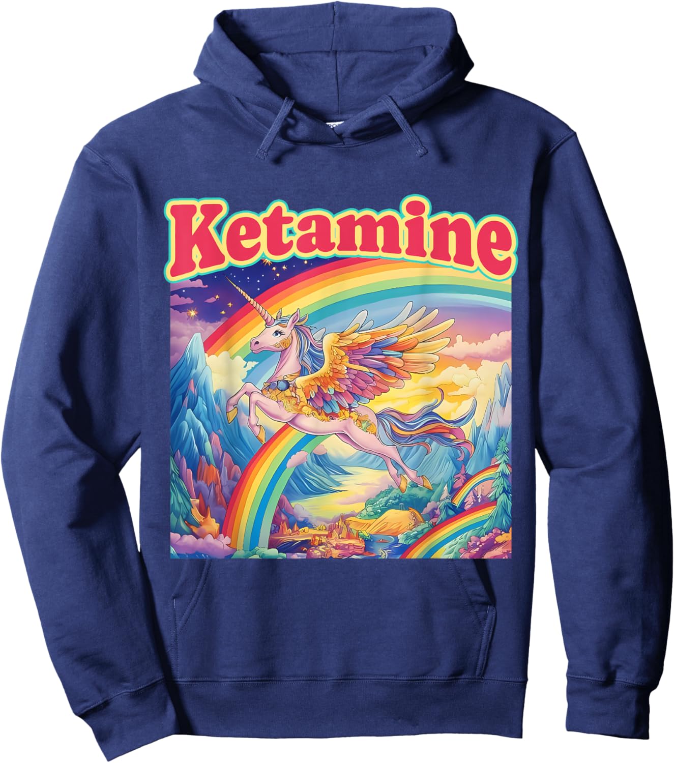 Funny Ketamine Horse Unicorn Emergency Rainbow Hoodie - Hoodie | Navy