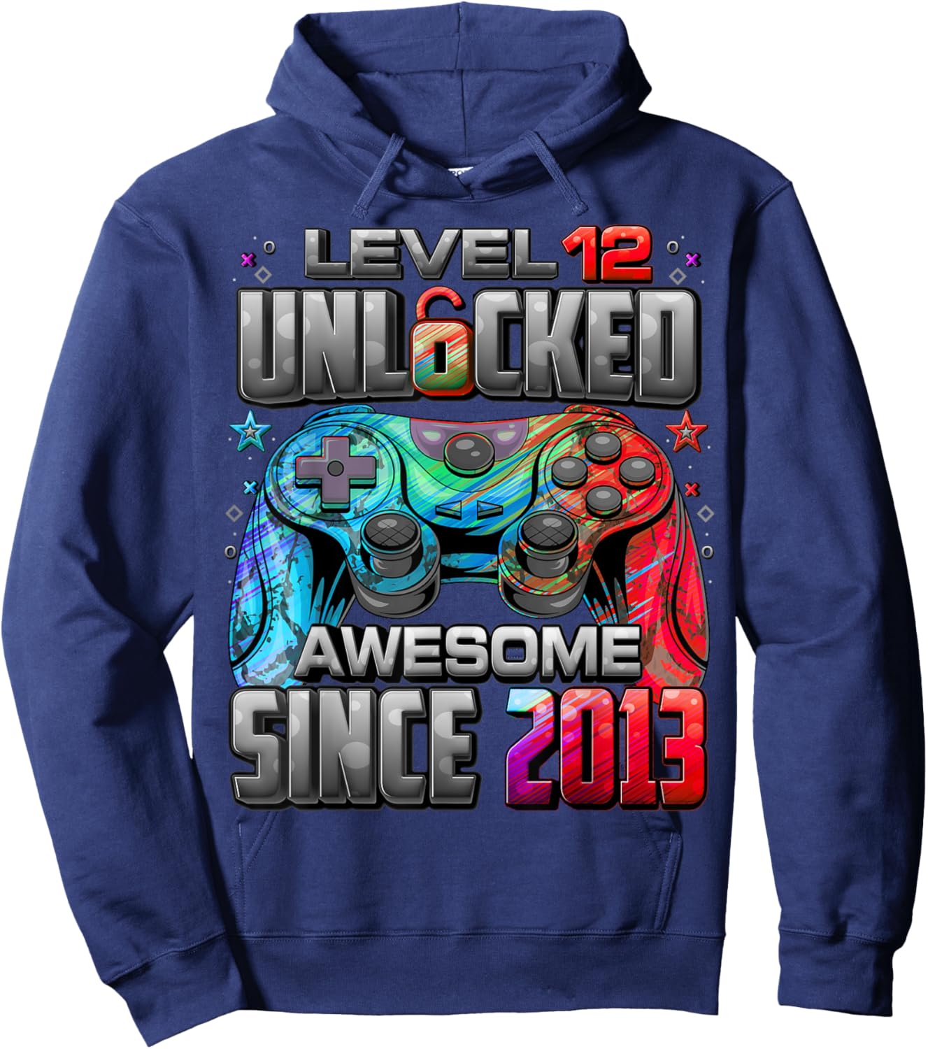 Level 12 Unlocked Awesome Since 2013 12th Birthday Gaming Hoodie - Hoodie | Navy