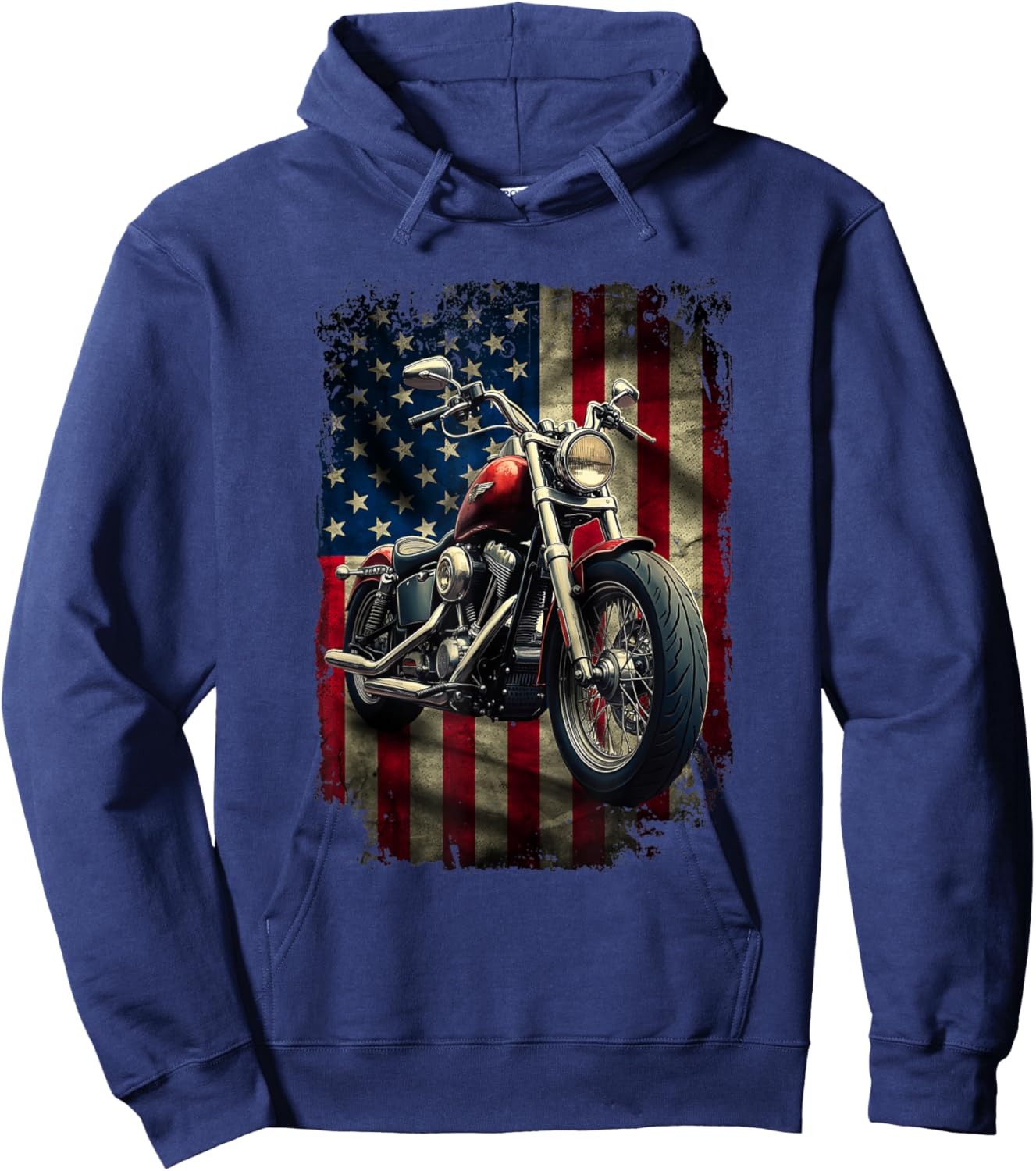 USA Flag Motorcycle - Biker Motorcycle Motorcycling Hoodie - Hoodie | Navy