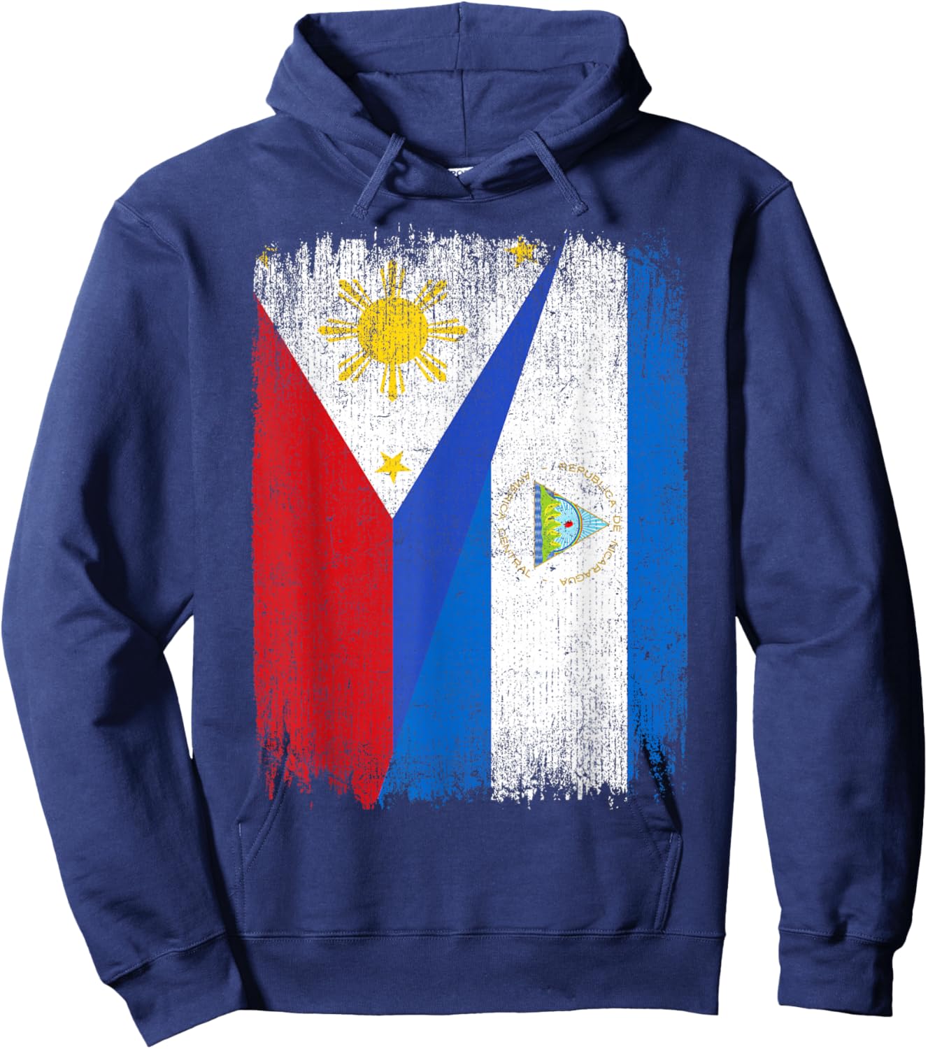 Half Philippines Nicaragua Flag Filipino Nicaraguan Roots Hoodie - Hoodie | Navy