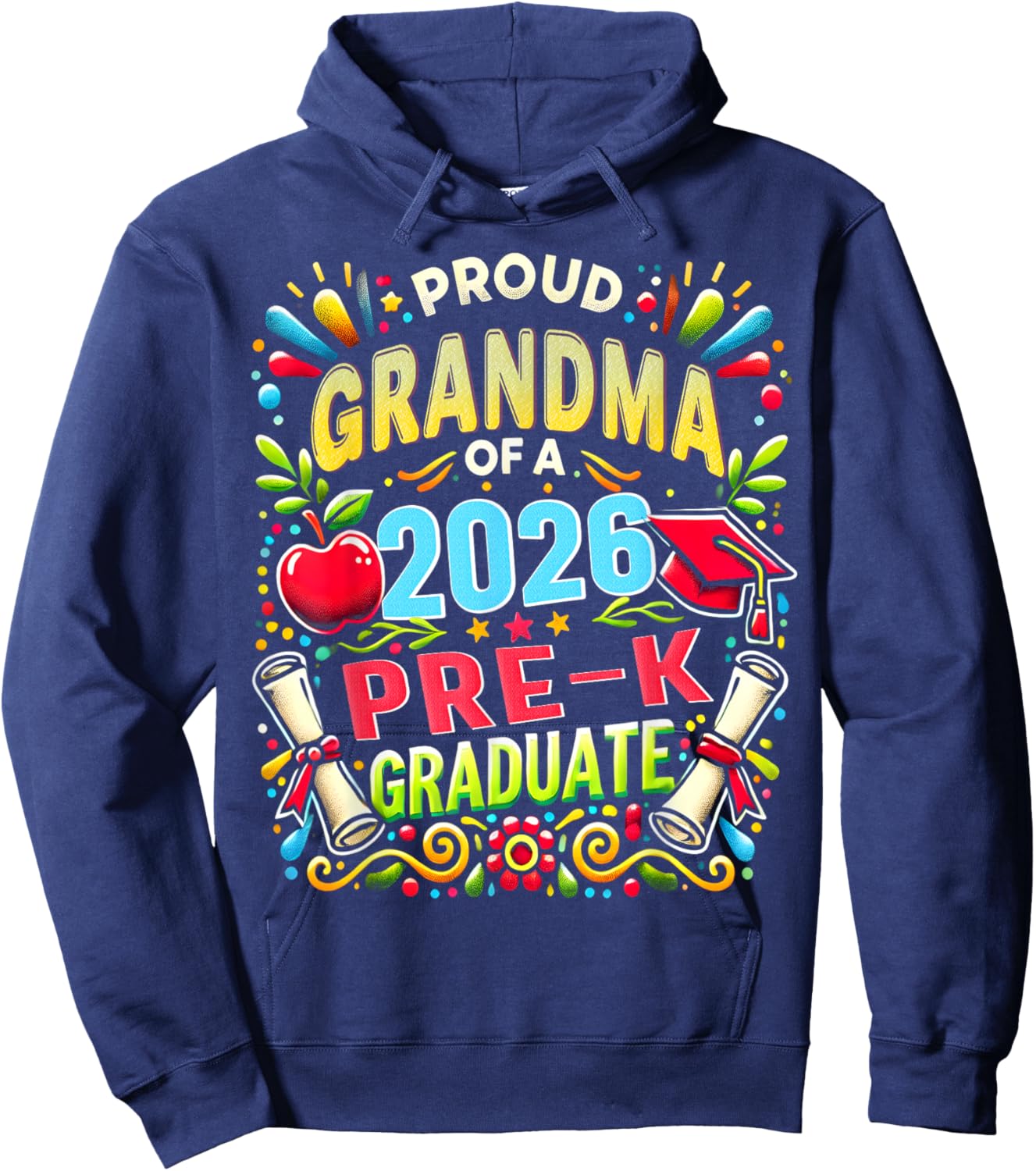 Proud Grandma of 2026 Pre-K Graduate Mothers Day Graduation Hoodie - Hoodie | Navy