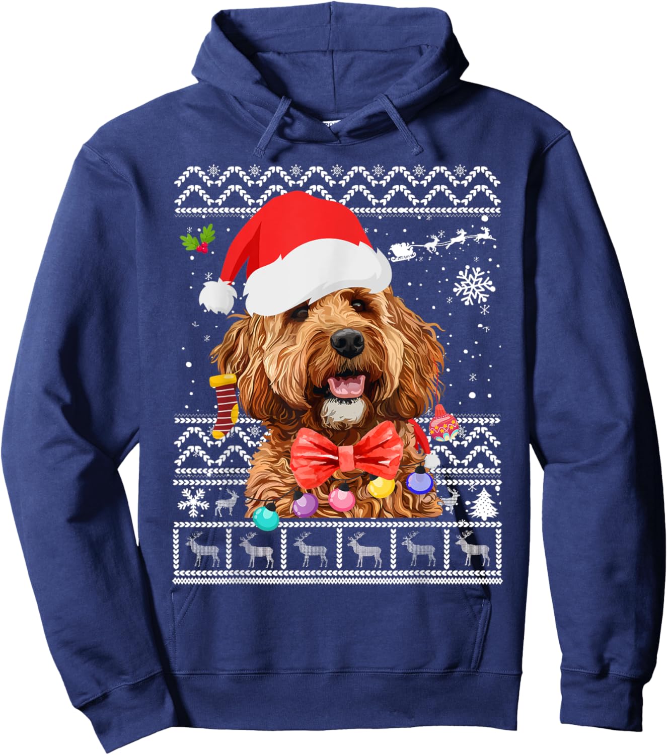 Cavapoo Christmas Outfit Idea For Kids & Christmas Cavapoo Hoodie - Hoodie | Navy