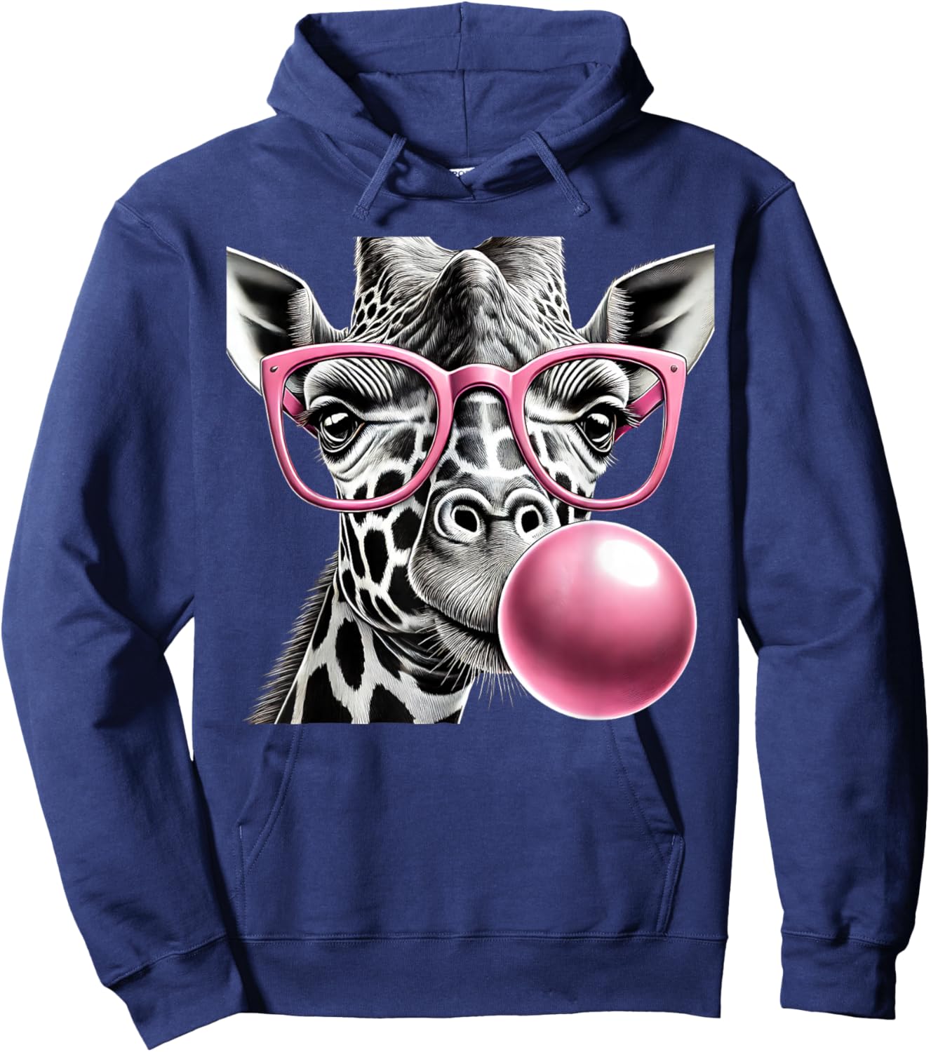 Giraffe Women Giraffe Face with Sunglasses Wild Animal Cute Hoodie - Hoodie | Navy