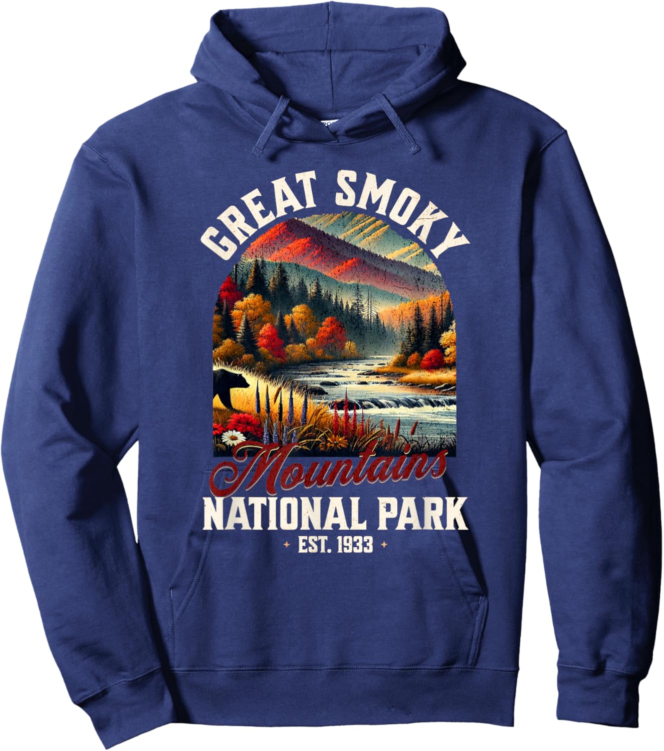 Retro Great Smoky Mountains National Park | Vintage USA Hoodie - Hoodie | Navy