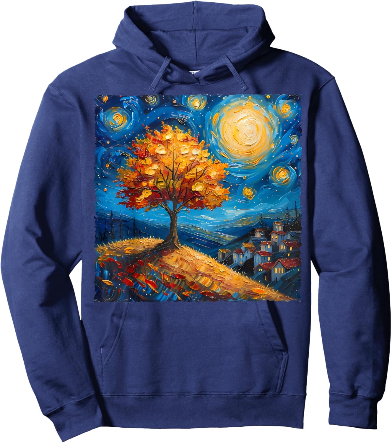 Maple Tree Van Gogh Starry Night Art Autumn Nature Lovers Hoodie - Hoodie | Navy