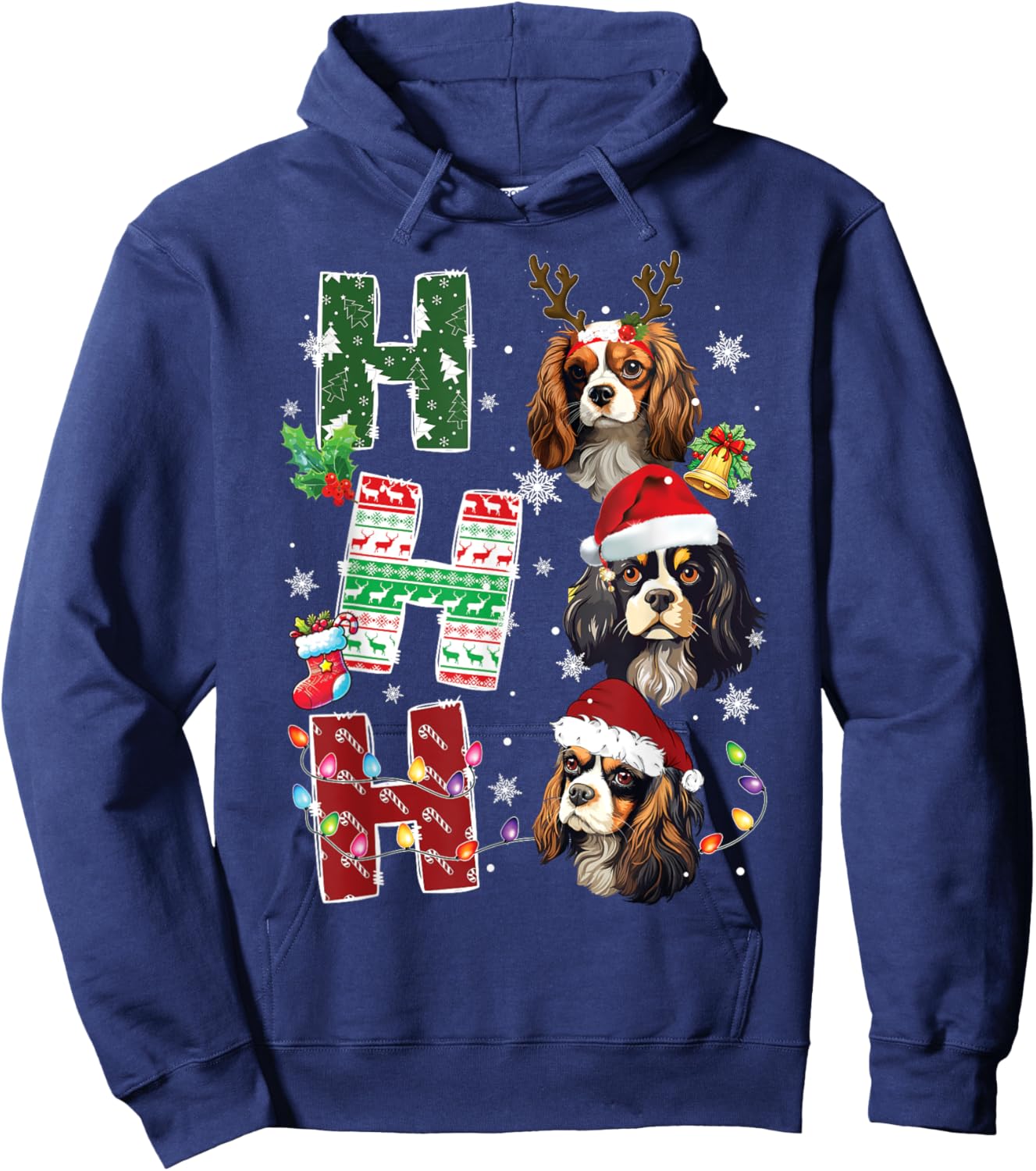 Ho Ho Ho Cavalier King Charles Spaniel Christmas Dog Costume Hoodie - Hoodie | Navy