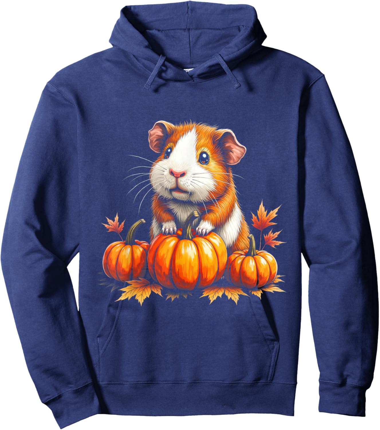 Cute Guinea Pig Fall Vibes Autumn Pumpkins Thanksgiving Hoodie - Hoodie | Navy